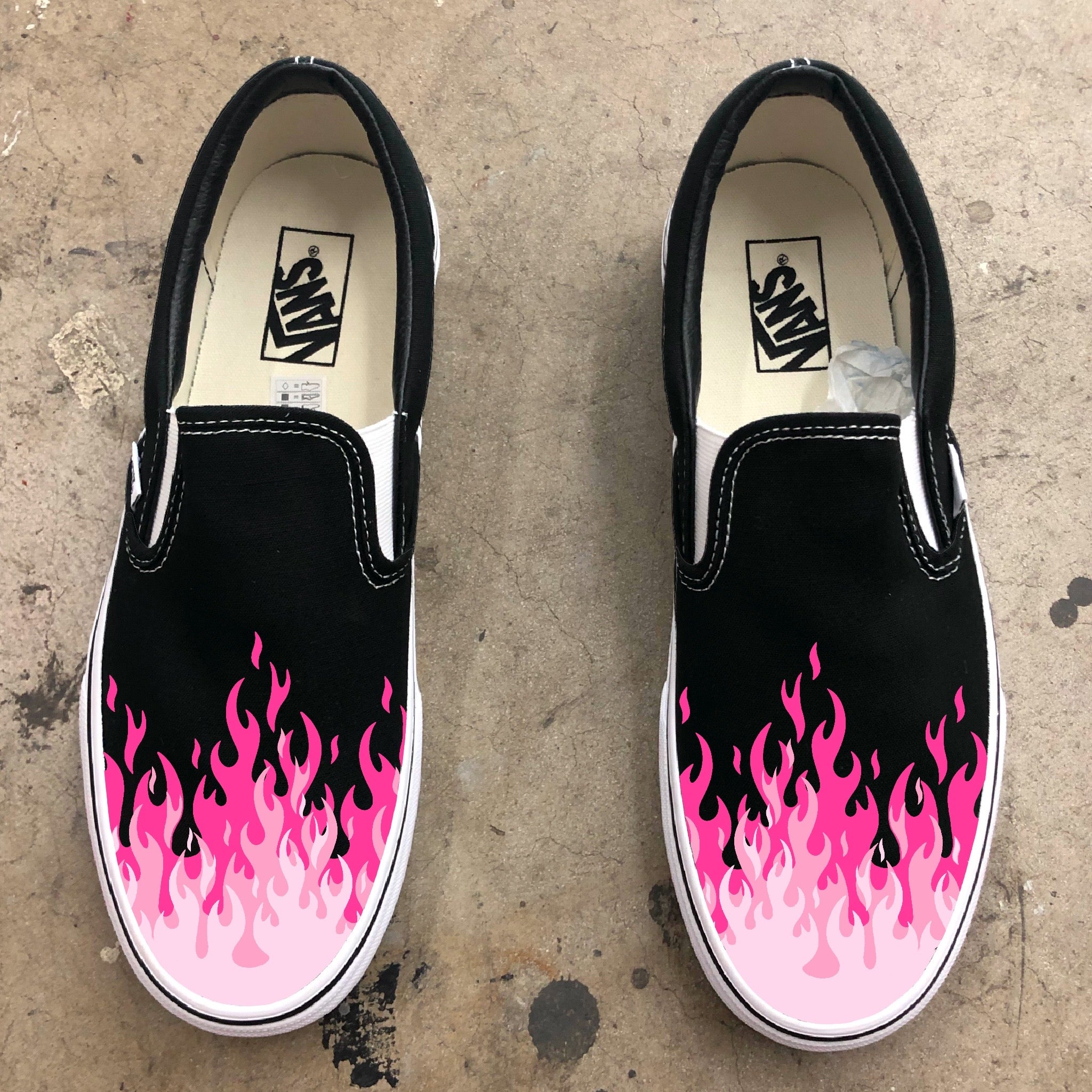 Flames Custom BLVD Slip on Shoes 