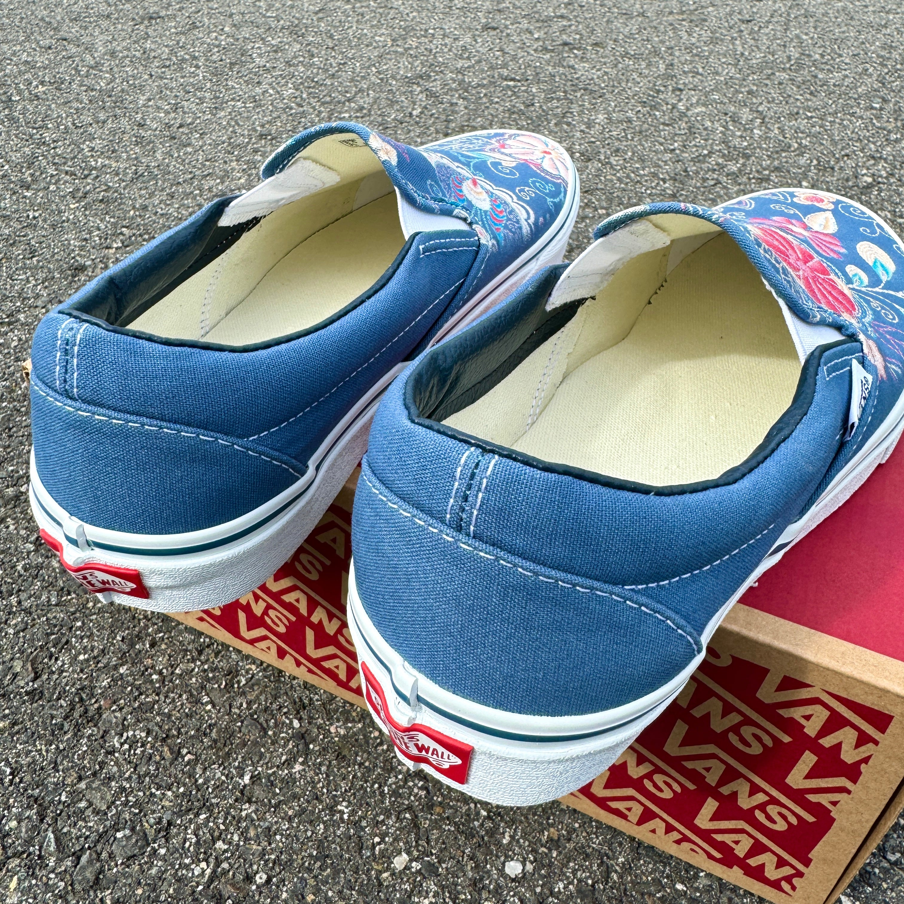 Navy blue van slip ons best sale