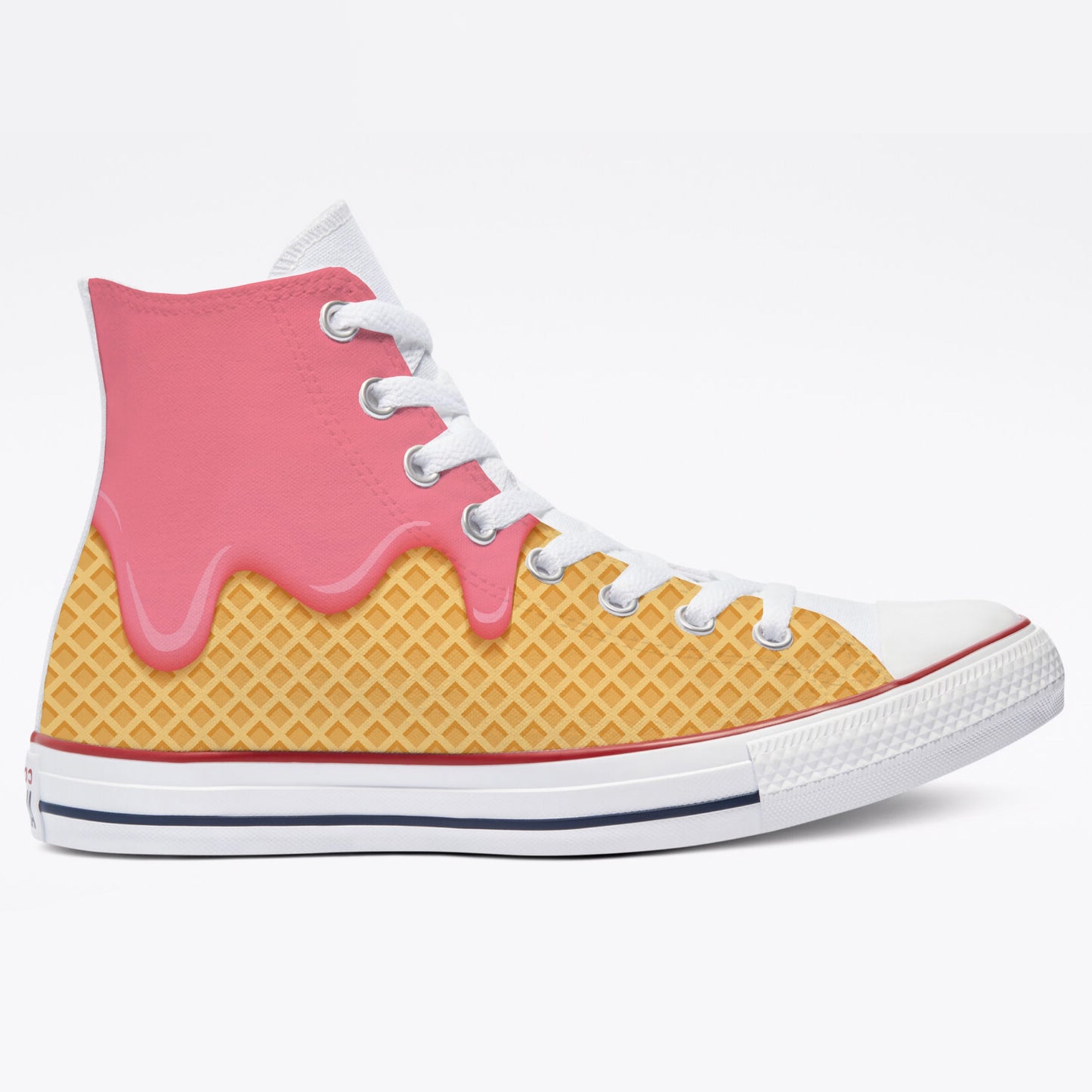 Waffle Cone Ice Cream Drip White Converse High Top Shoes - Womens, Girls, Mens Custom Converse Chuck Taylor Sneakers