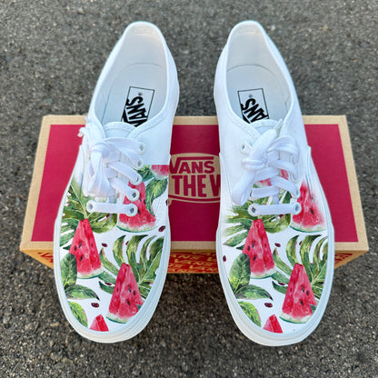 Watermelon Pattern on White Authentic Vans