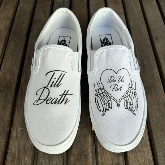 till death do us part wedding slip on vans shoes