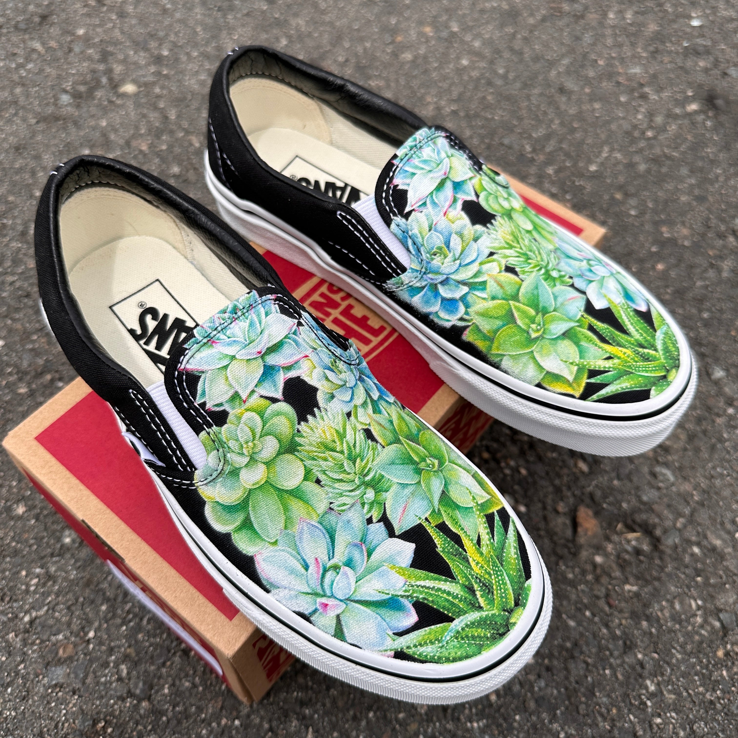 Green vans with outlet flowers