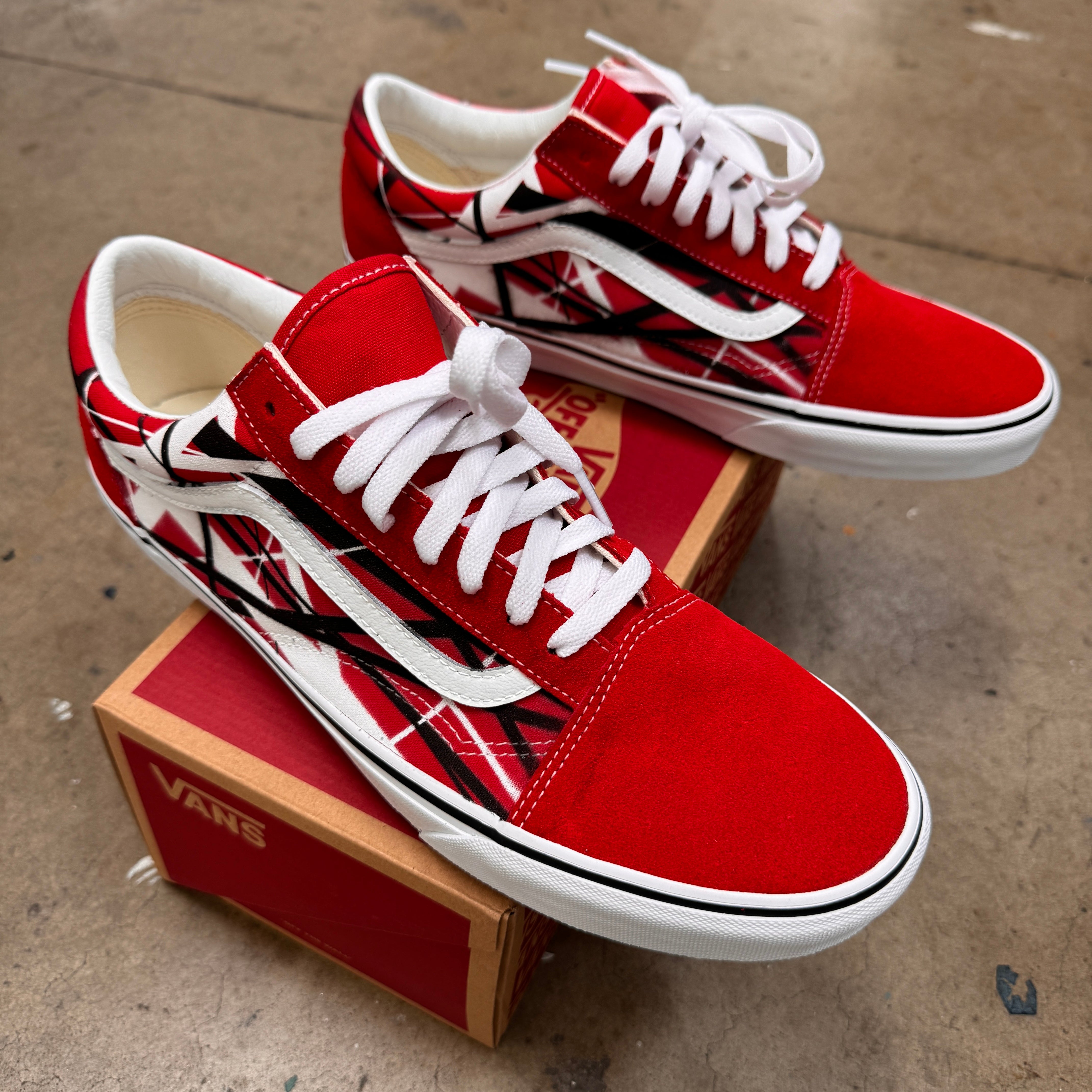 Mens red and white vans best sale