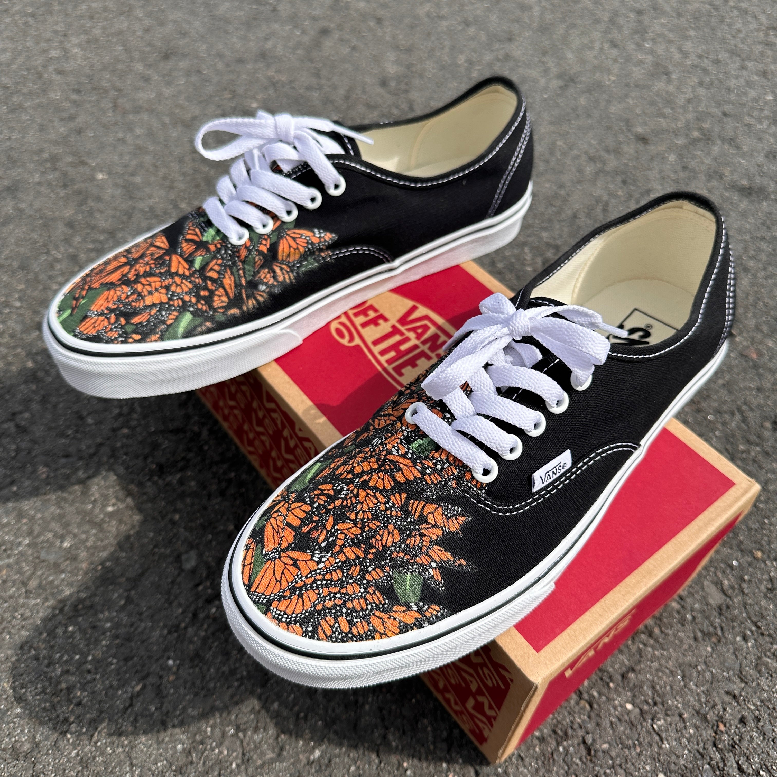 Monarch Butterfly Nature Black Authentic Vans