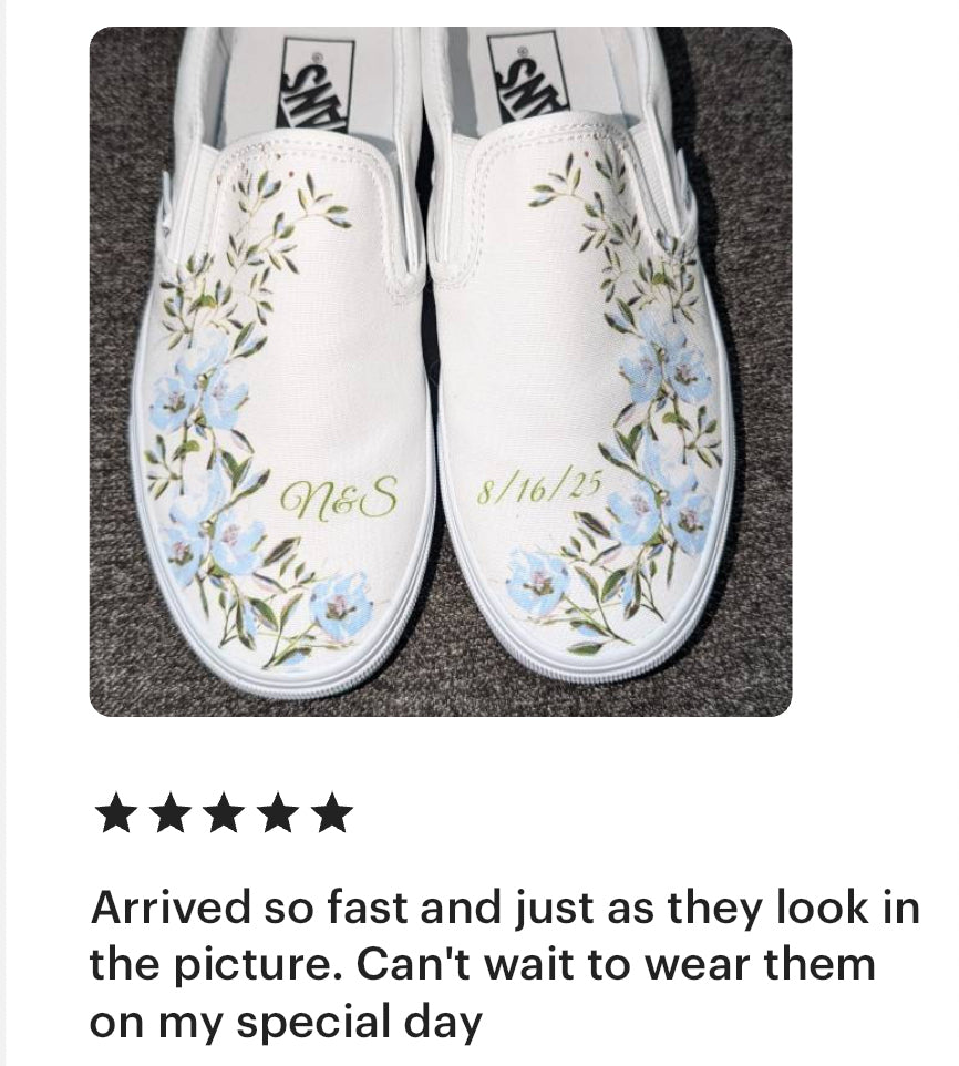 Custom Hand Painted Wedding Portrait outlet Slip on Vans