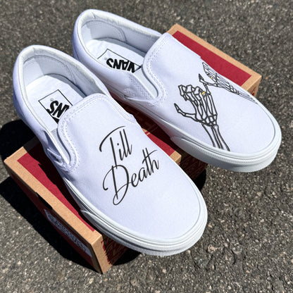 customized wedding vans shoes till death skeleton