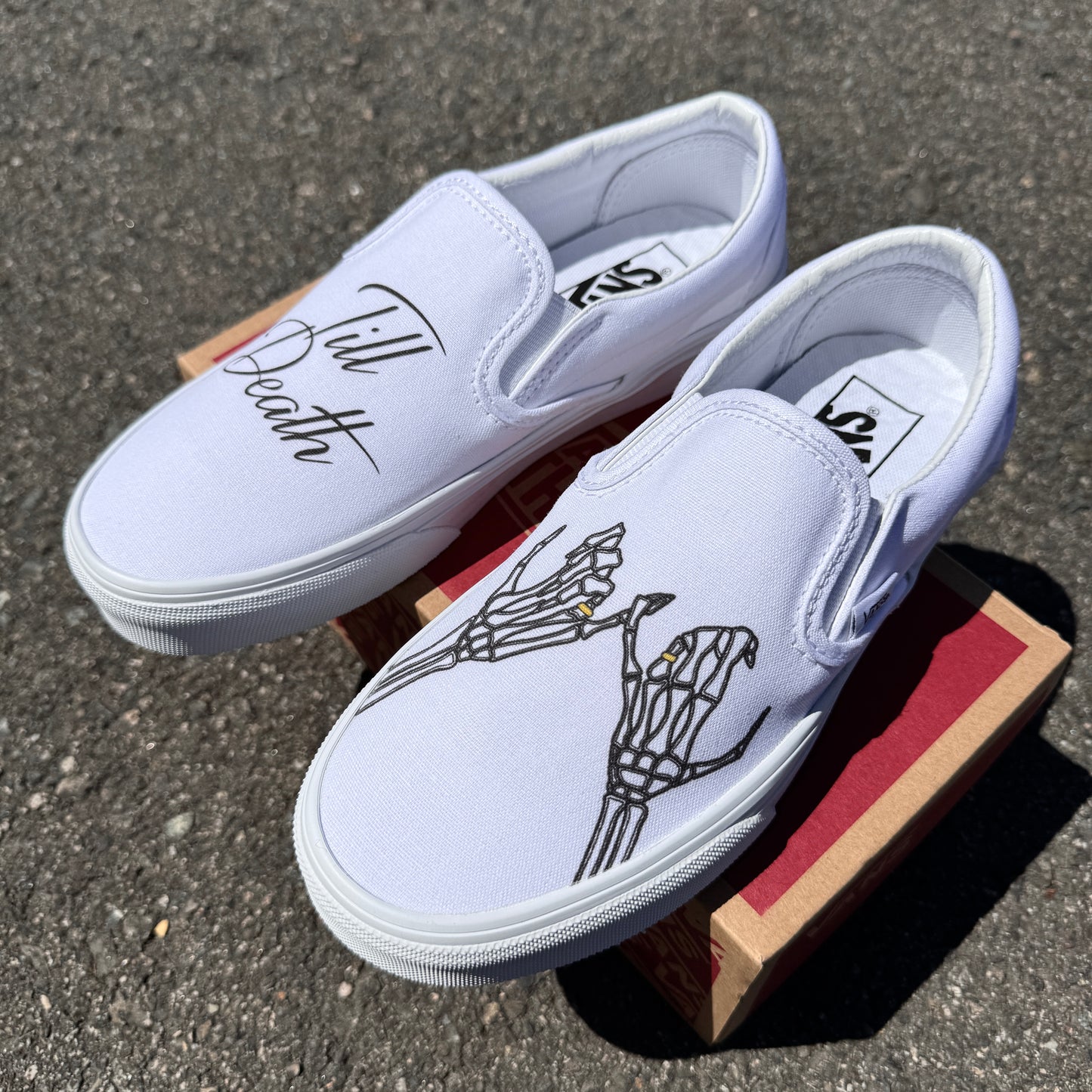 customized wedding vans shoes till death skeleton