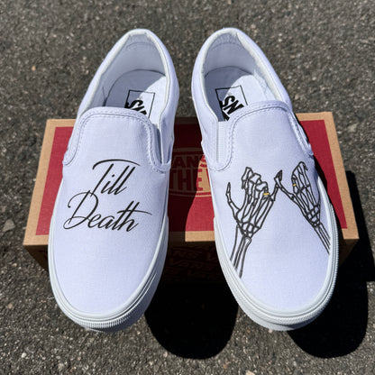 customized wedding vans shoes till death skeleton