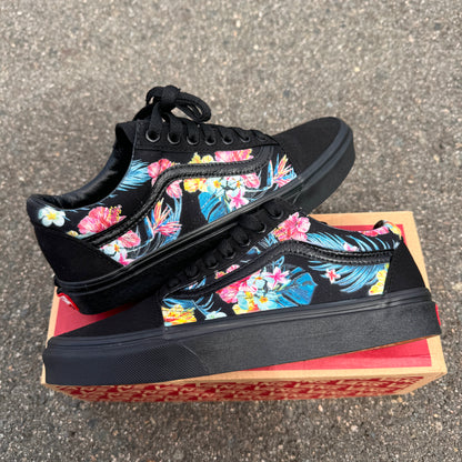 Hawaiian tropical floral vans old skool shoe