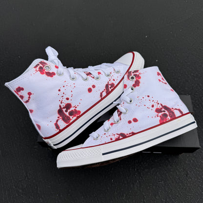 custom converse blood splatter Chuck Taylor high top shoes halloween costume for men women kids