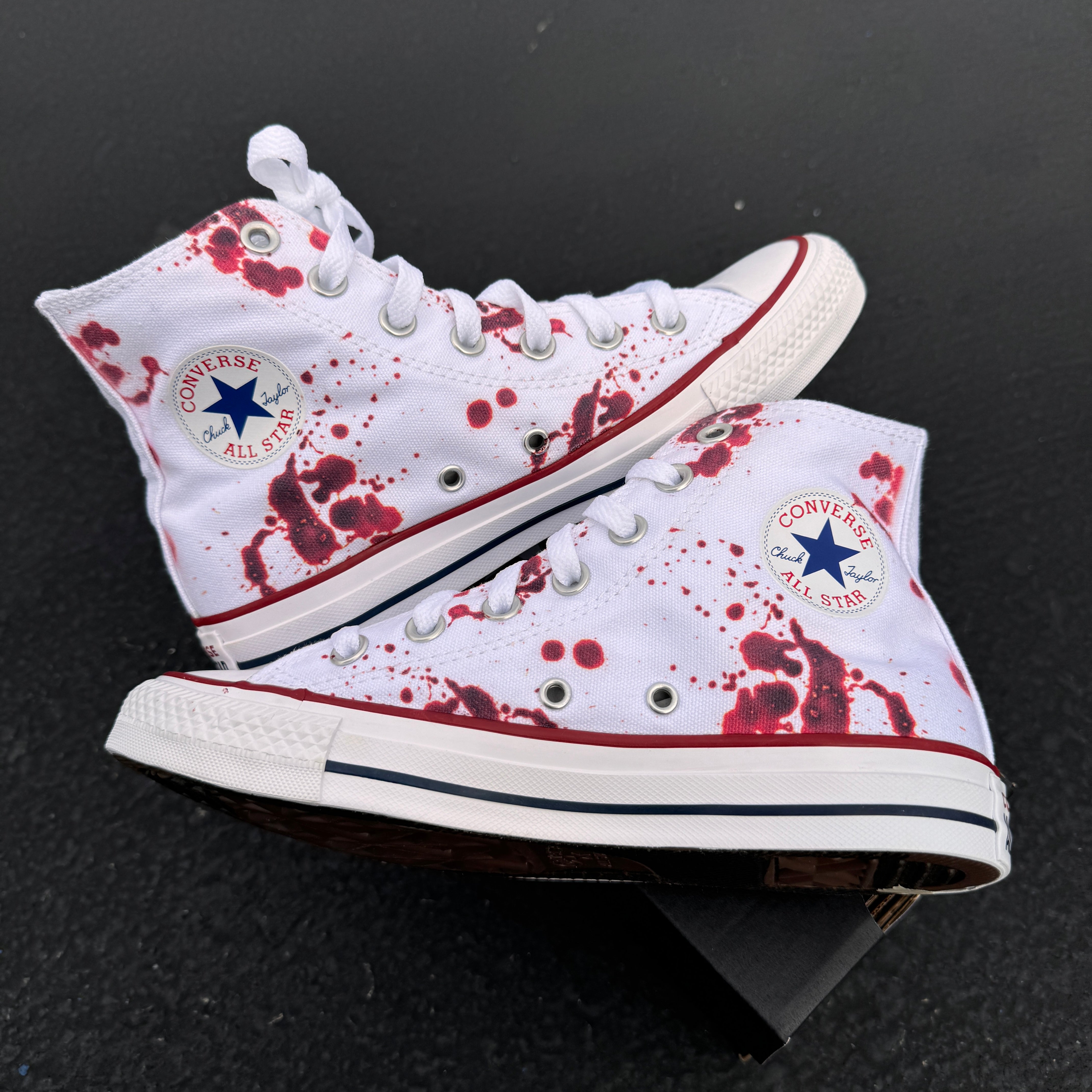 Blood Splatter White High Tops Custom High Top Sneakers Custom Converse Shoes