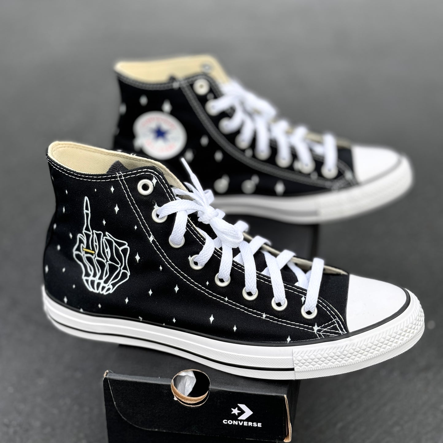 till death ring finger customized Converse High Top Shoes for Groom wedding sneakers