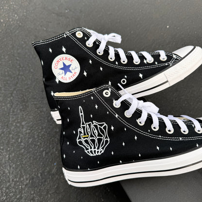 till death ring finger customized Converse High Top Shoes for Groom wedding sneakers