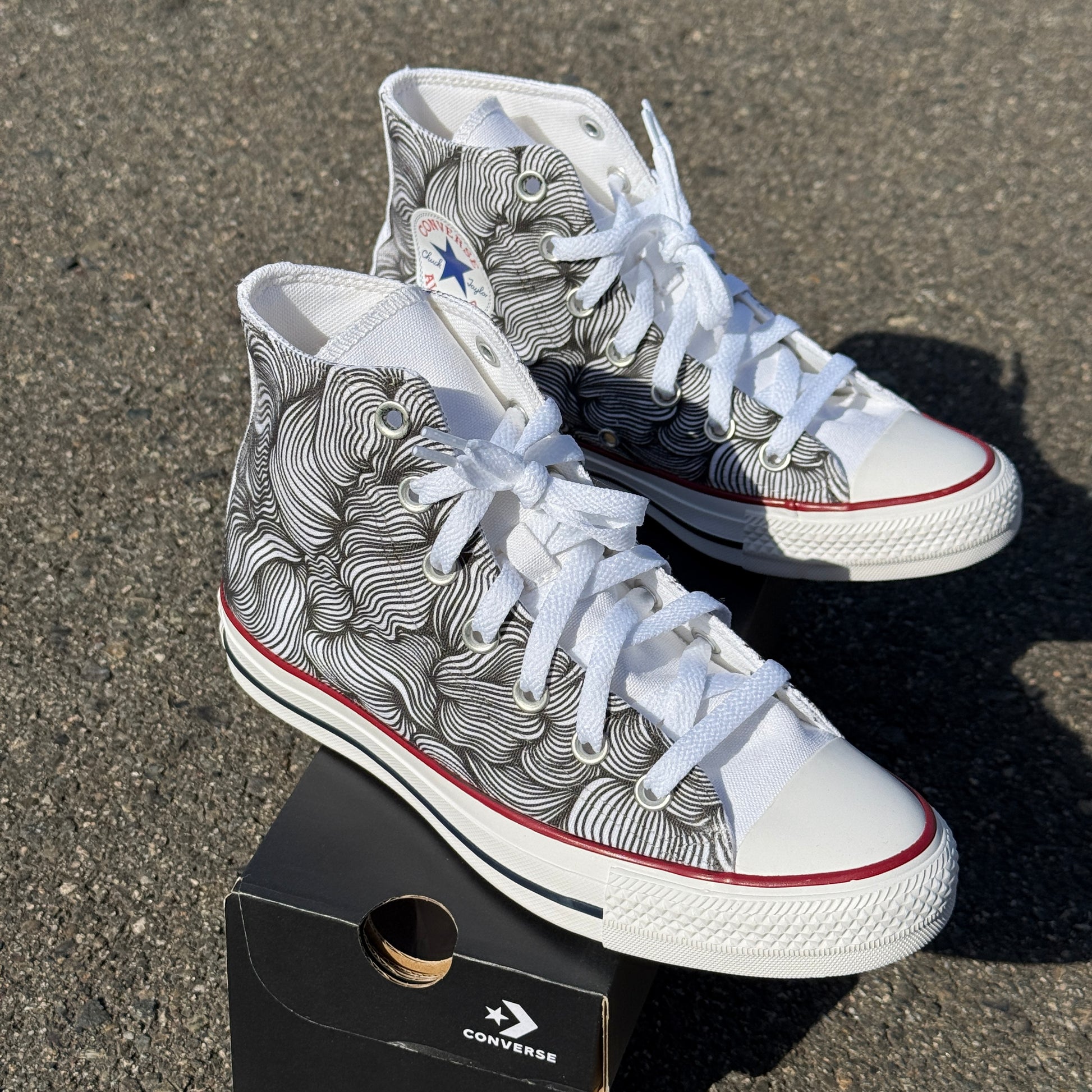 customized converse high top shoes artist swirls