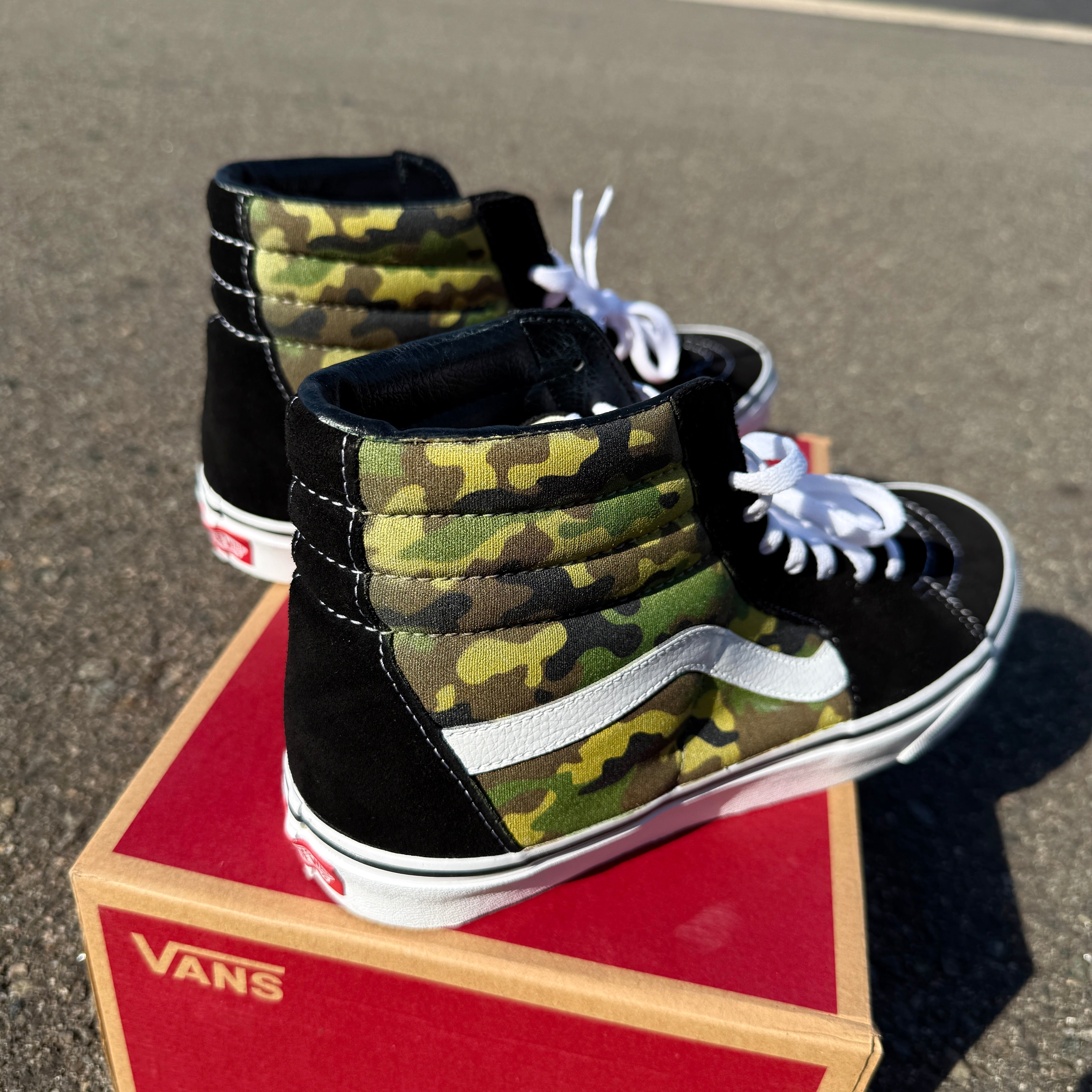 Classic OG Camo Green Camouflage Custom Sk8 Hi Vans Custom Vans Shoes