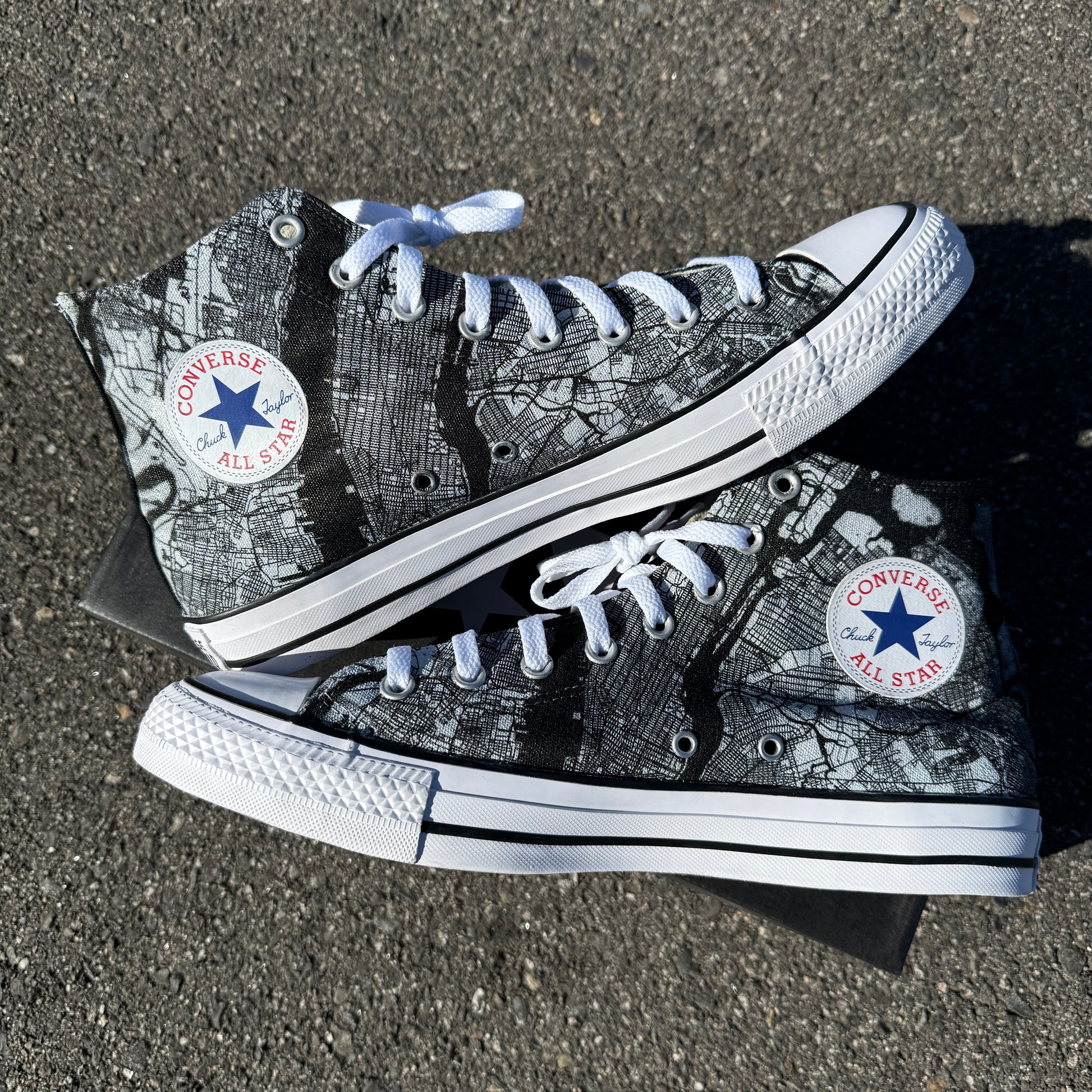 New York map vintage custom converse high top sneakers men and women shoes