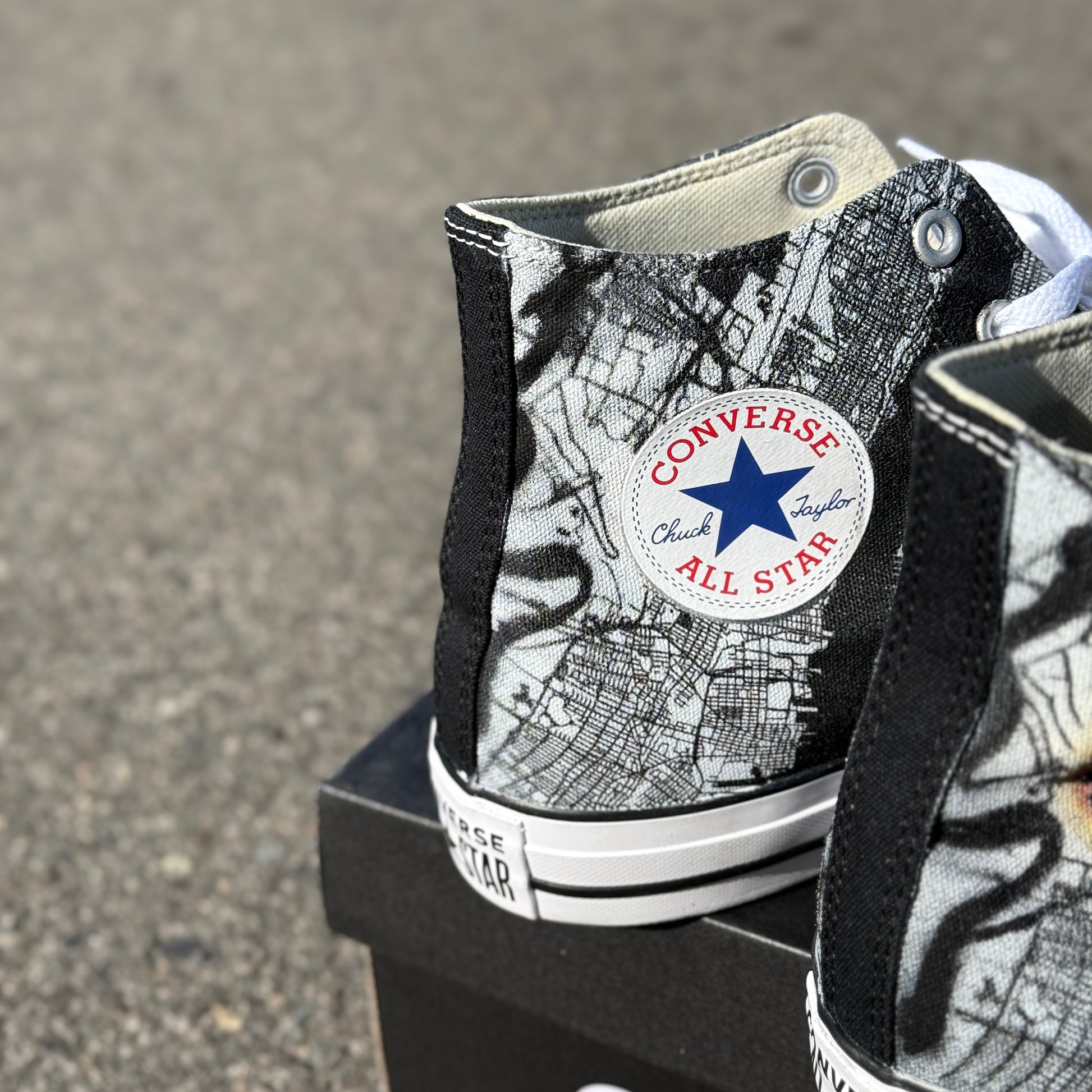 New York map vintage custom converse high top sneakers men and women shoes