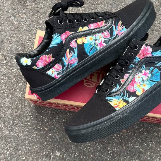 Hawaiian tropical floral vans old skool shoe