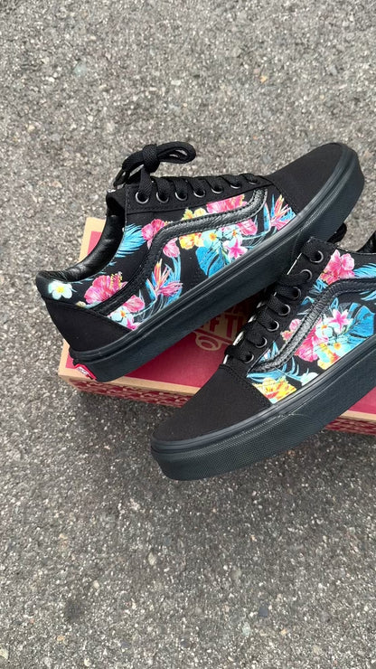 Hawaiian tropical floral vans old skool shoe