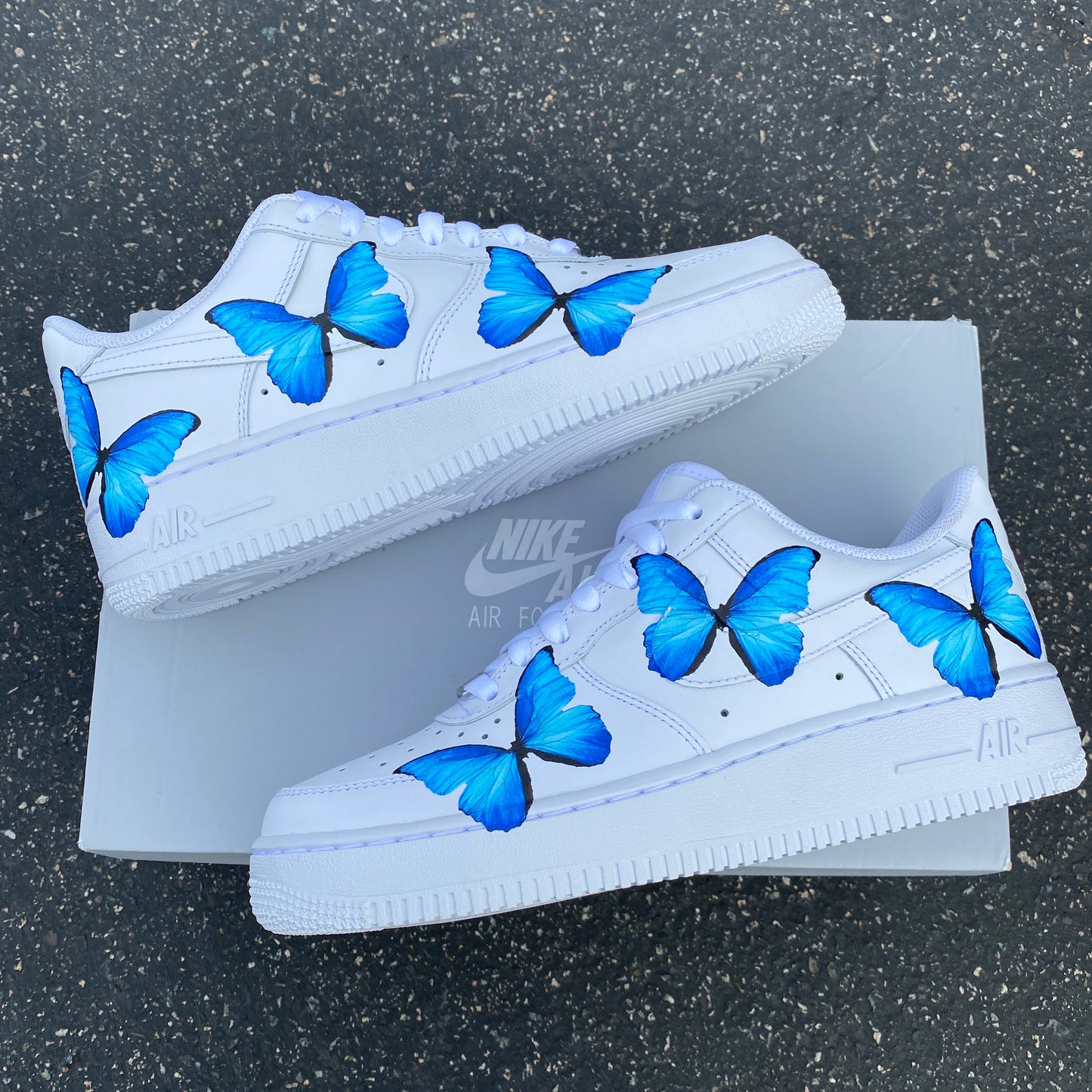 AIR FORCE 1 CUSTOM WITH BLUE BUTTERFLY PRINT – ENZO X STUDIOS
