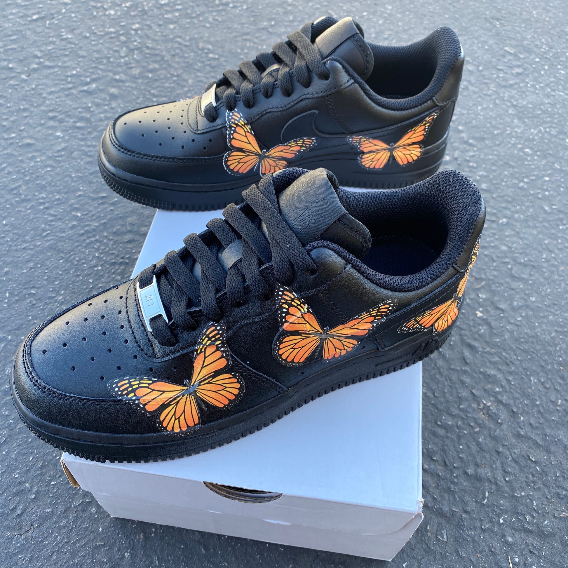 Nike Air Force 1 Custom Shoes Orange Butterfly Sneakers All Sizes
