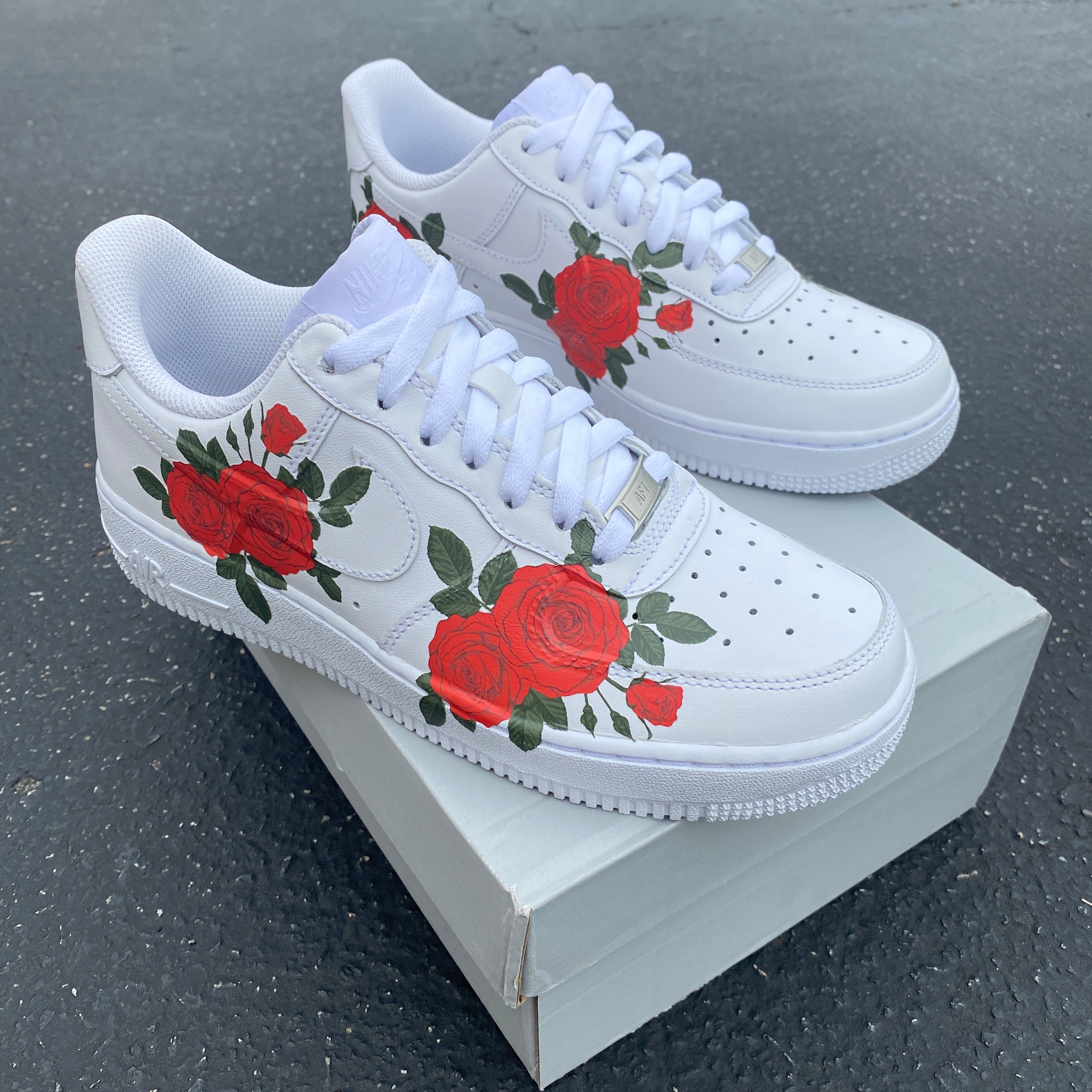 Air force ones with roses best sale on them