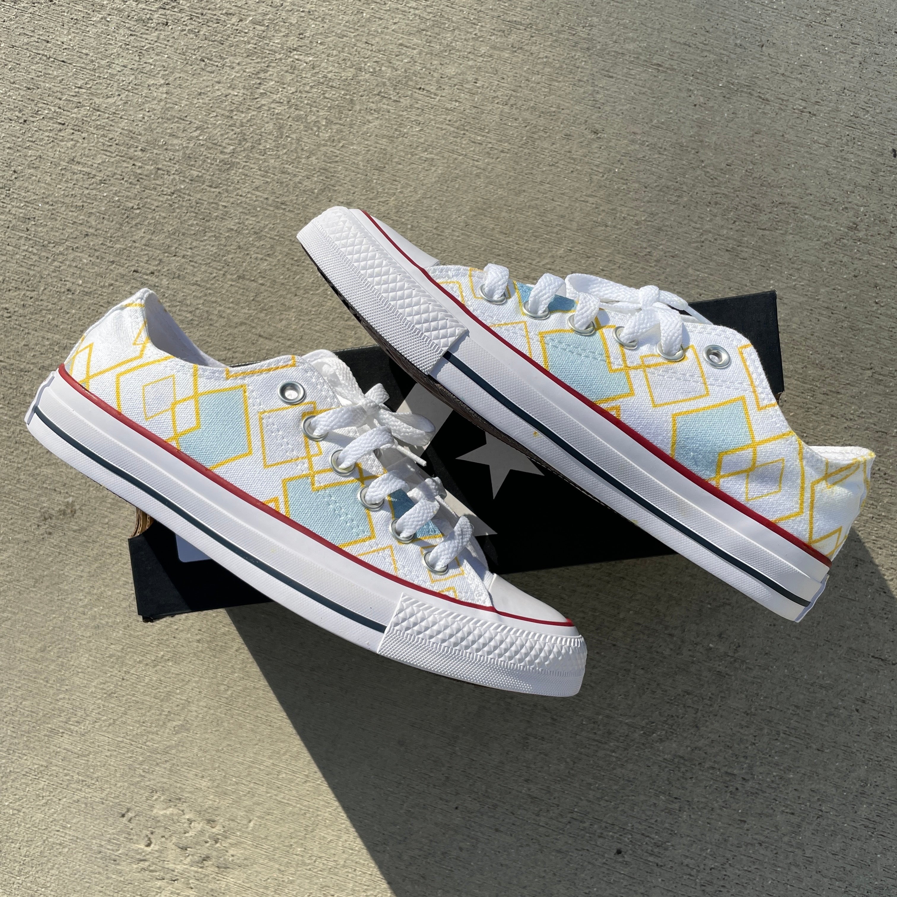 Dancing Diamond Pattern Custom Low Tops Custom Converse Shoes