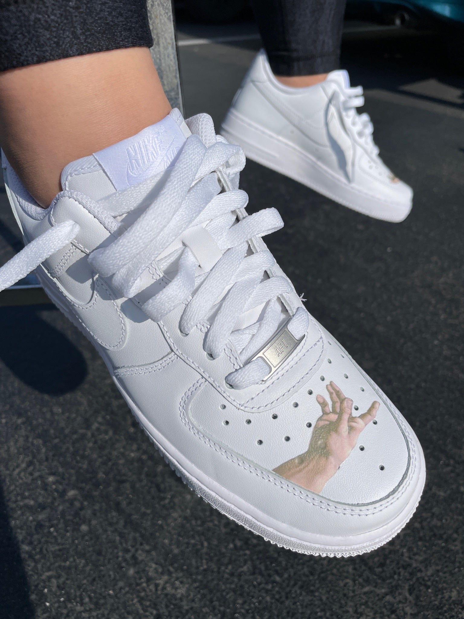 God Finger AF1 With Nude Swoosh Custom Nike Shoes BlvdCustom