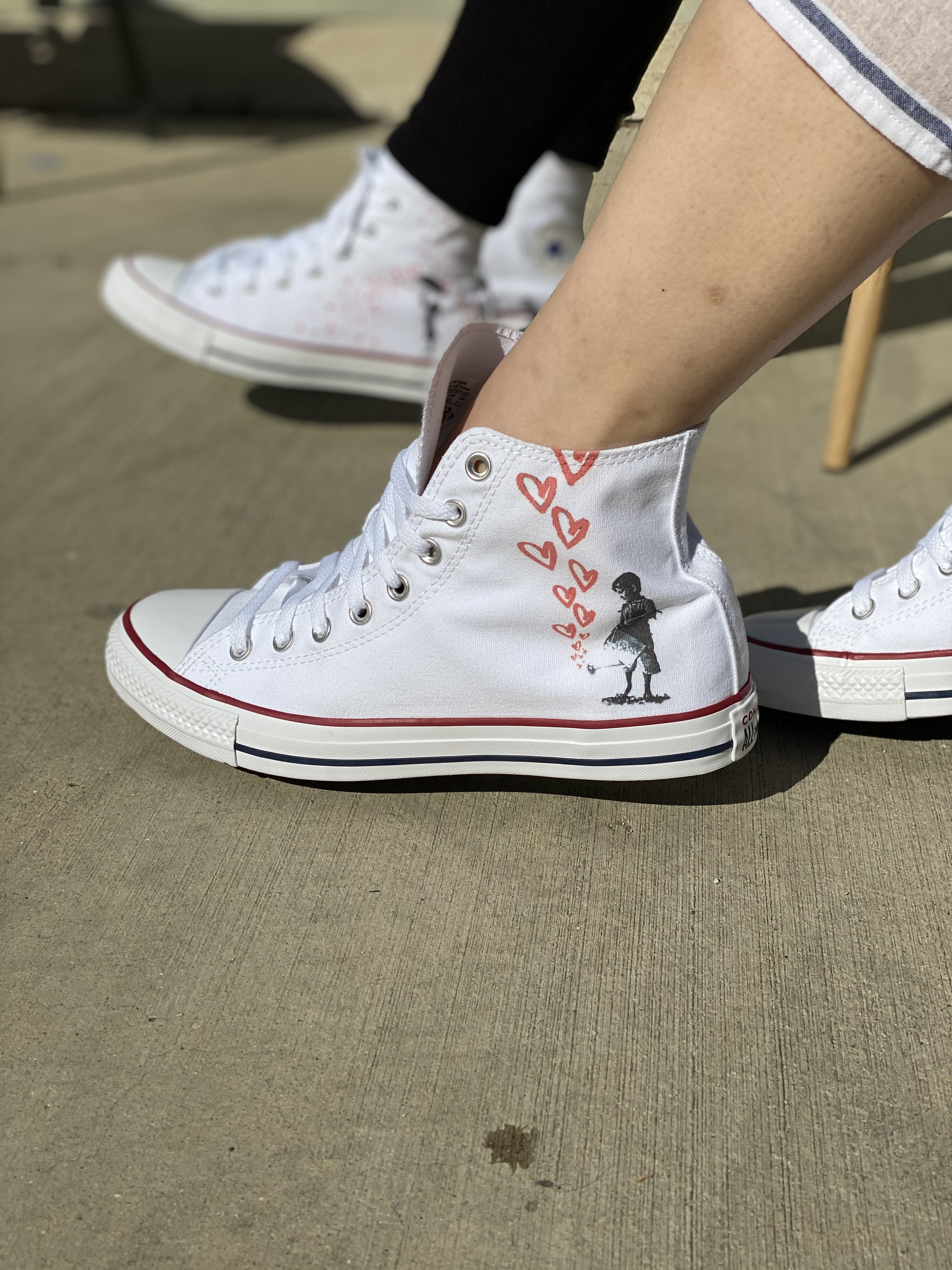 Customised white sales converse