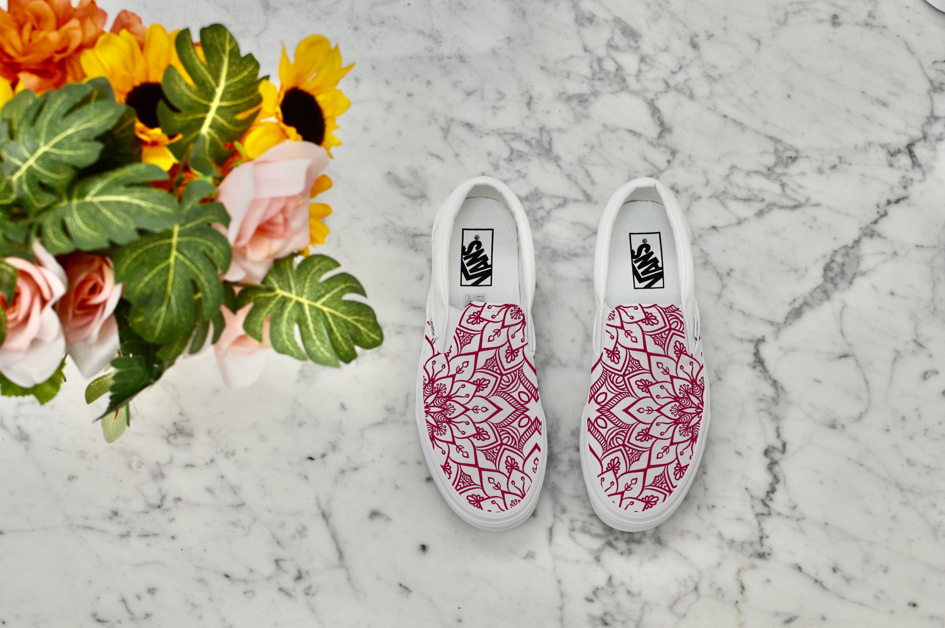 Vans slip on outlet with roses