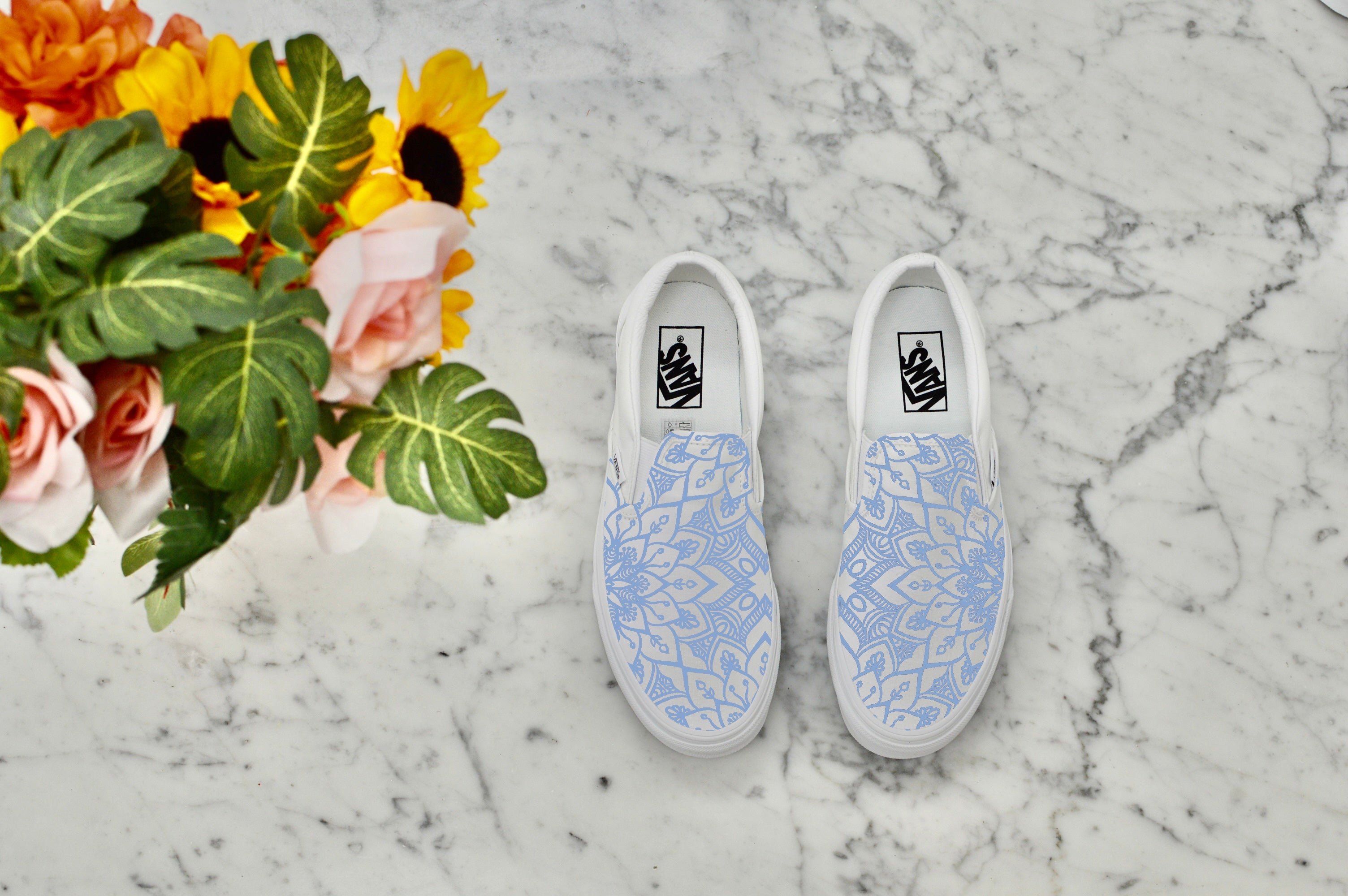 Vans slip on store white custom