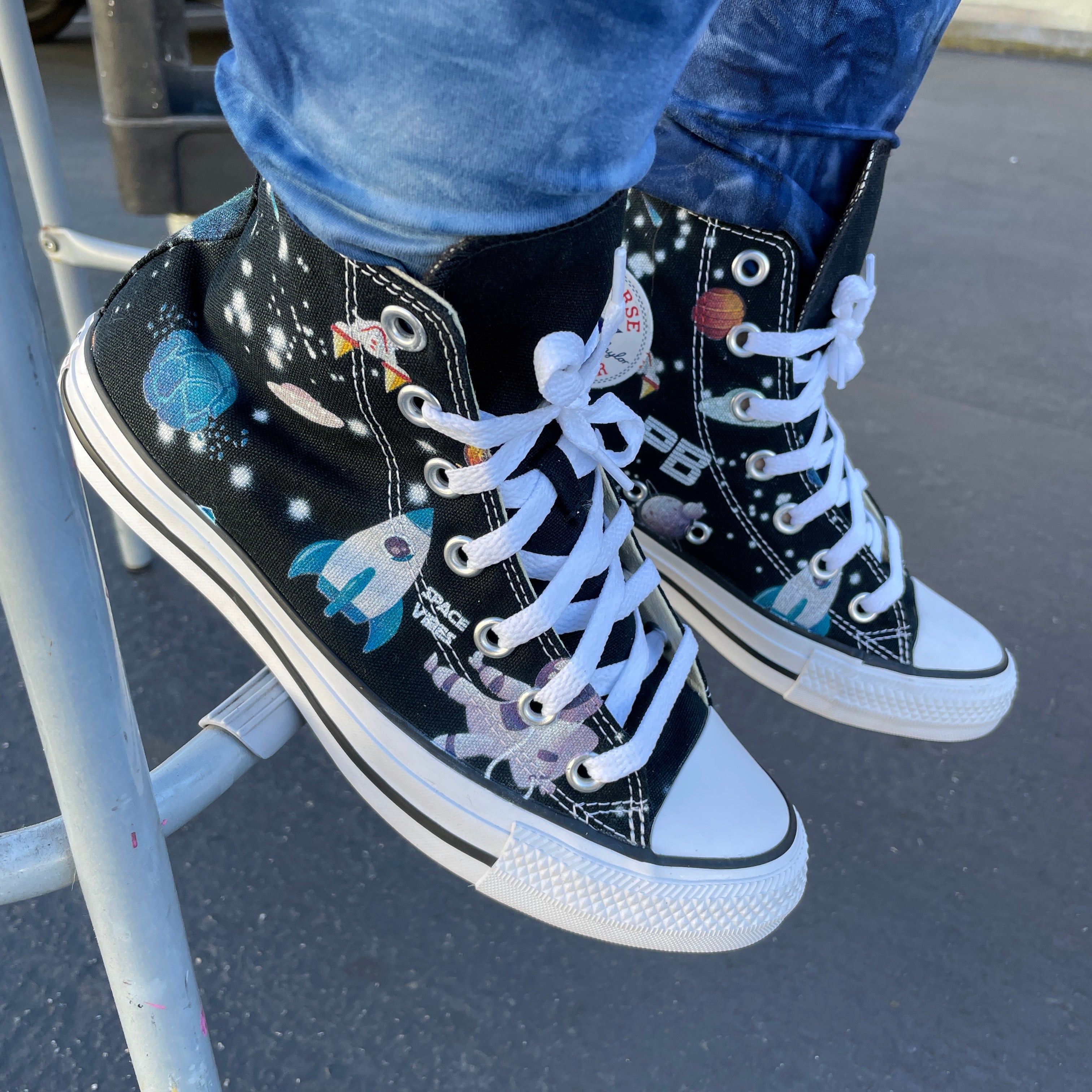 Space Cartoon Custom High Tops BlvdCustom