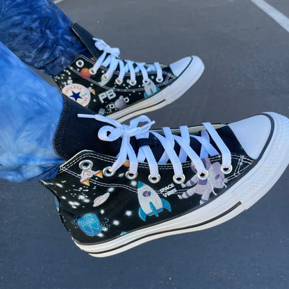 NASA Chucks Custom Black High Top Converse