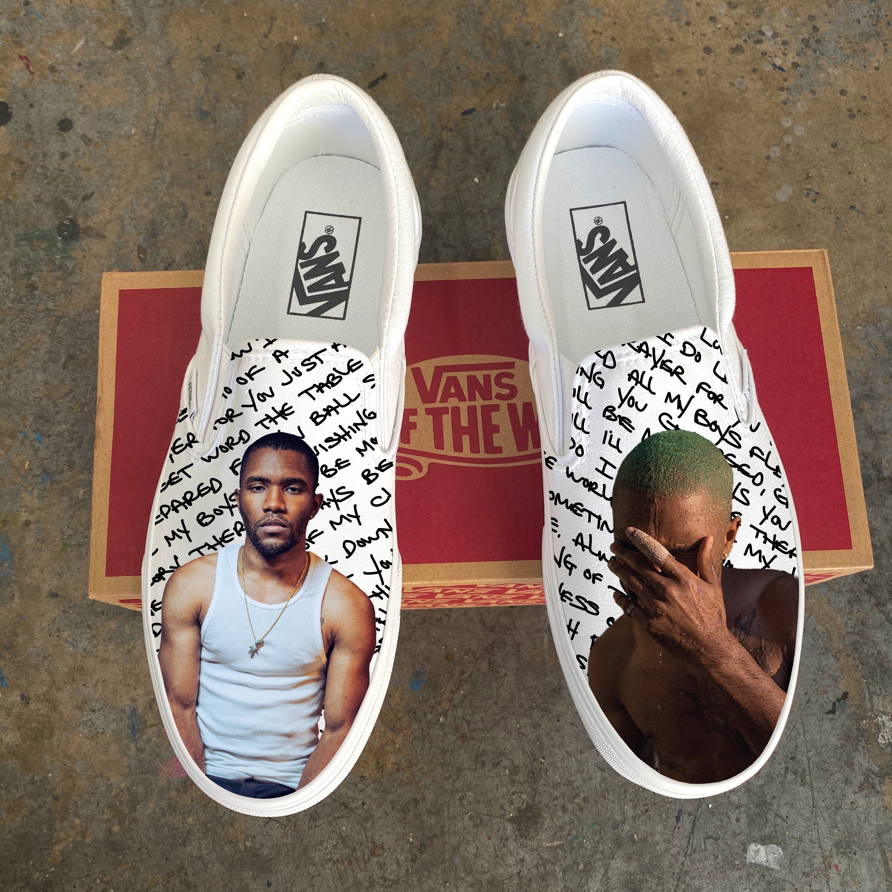 Frank Ocean Sneakers Custom Slip Ons White Custom Vans Shoes