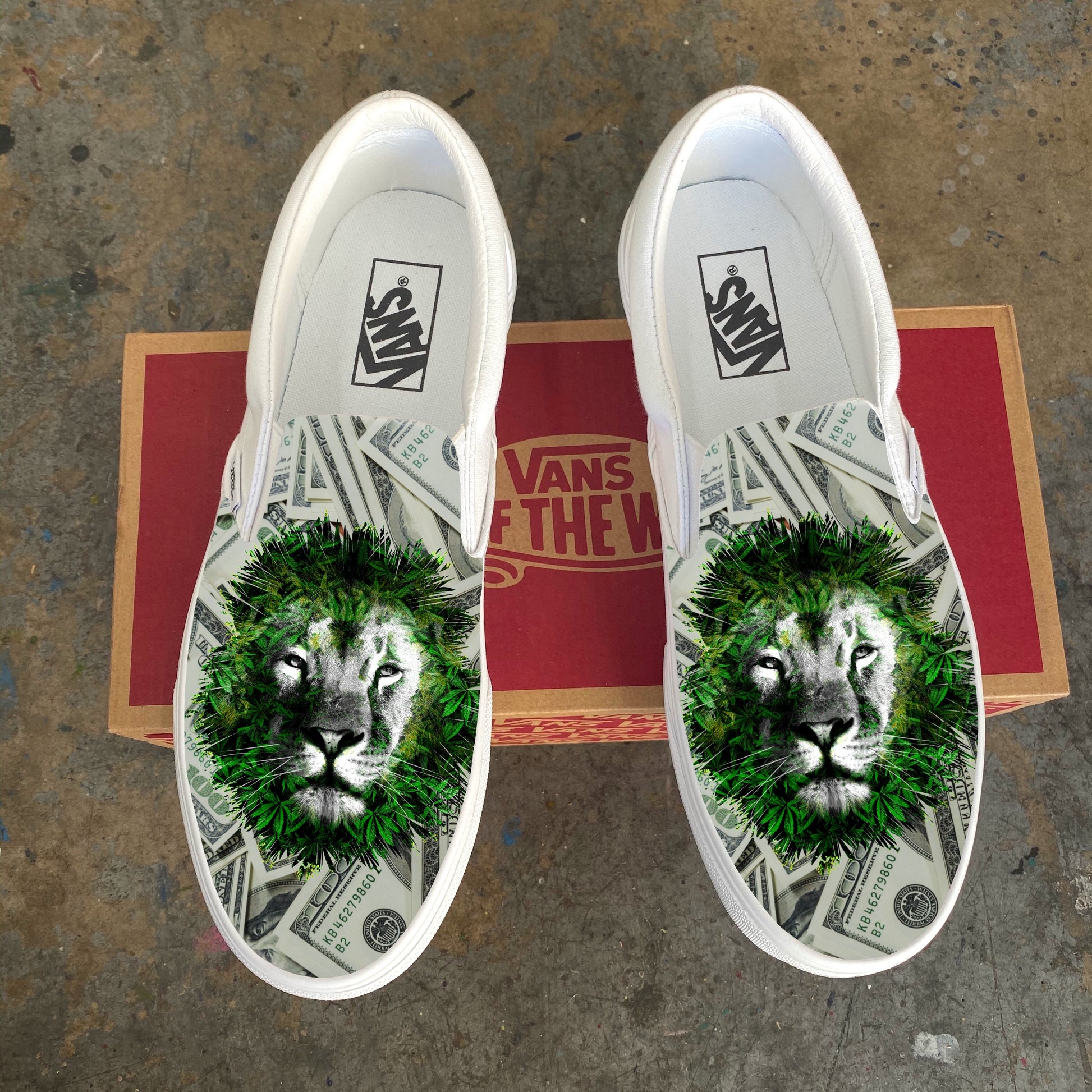 Lion Head Money Maker Custom Slip-Ons Wish