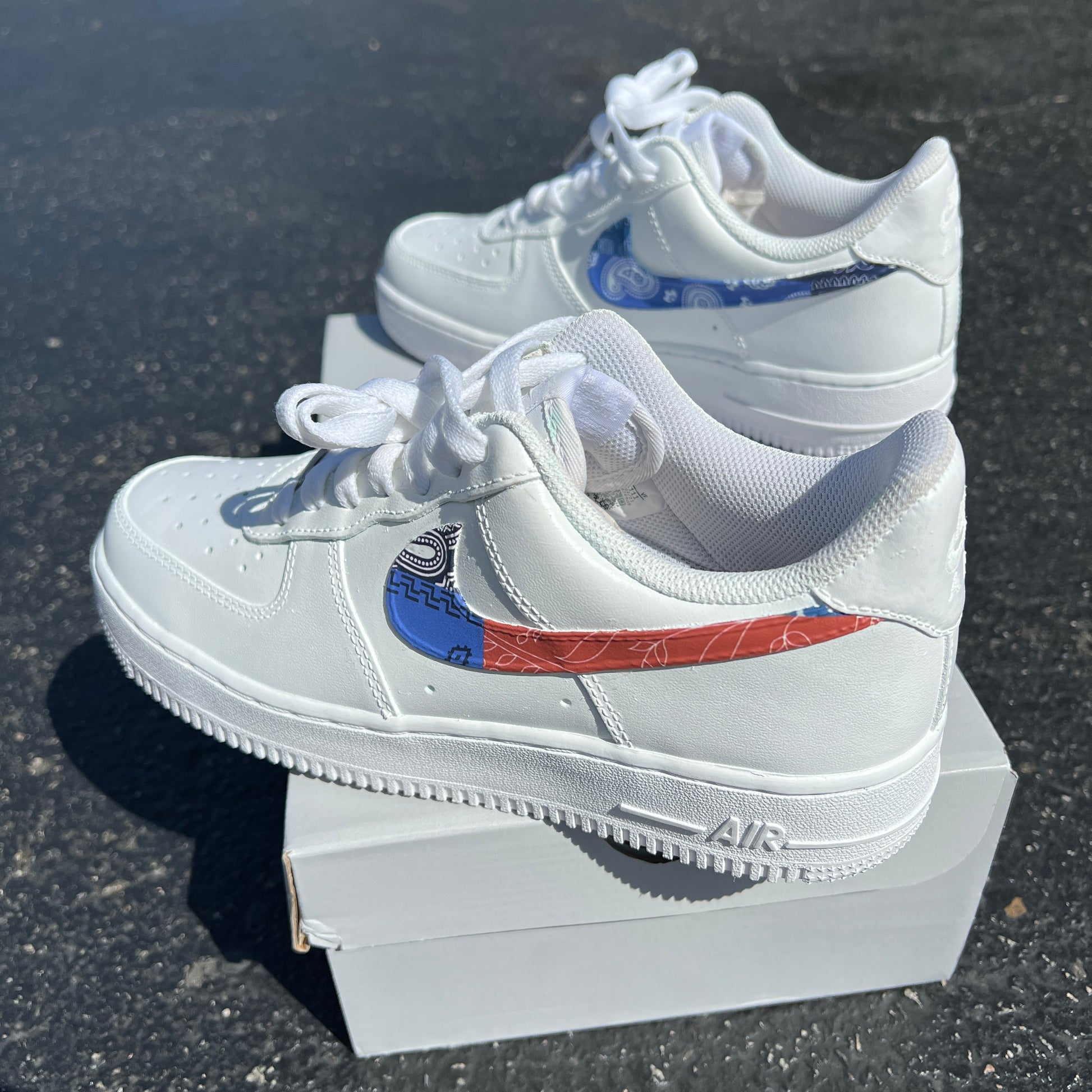 Buffalo Bills Blue Splat Custom Nike Air Max Shoes White - Bandana Fever