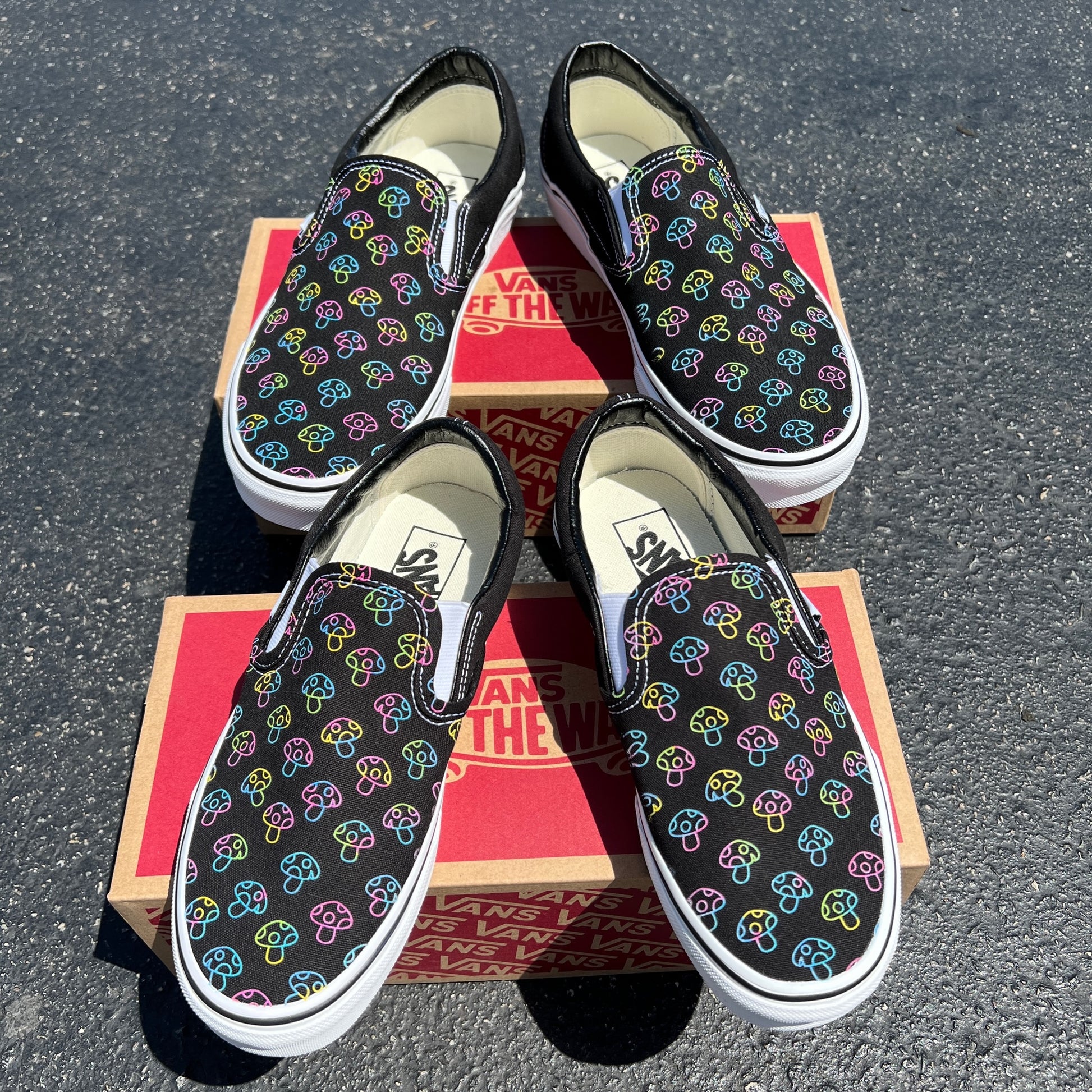 Psychedelic Flowers custom Vans Slip On Sneakers - ShopperBoard