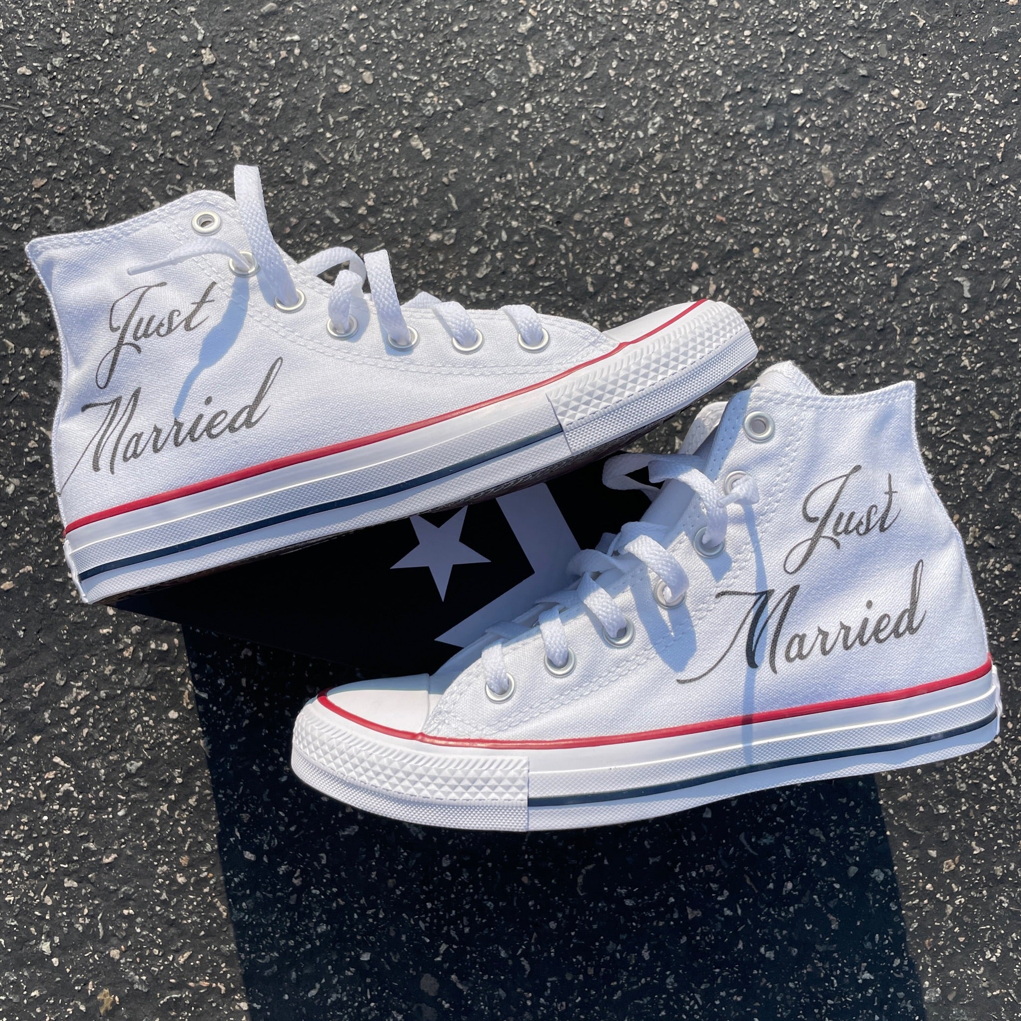 Just Married Custom Wedding High Tops BlvdCustom