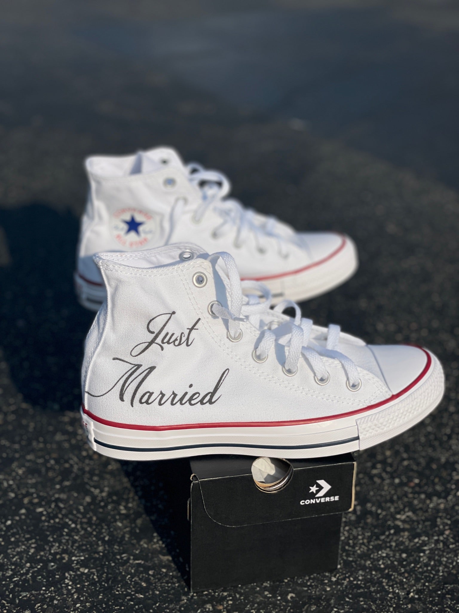 Just Married Custom Wedding High Tops BlvdCustom