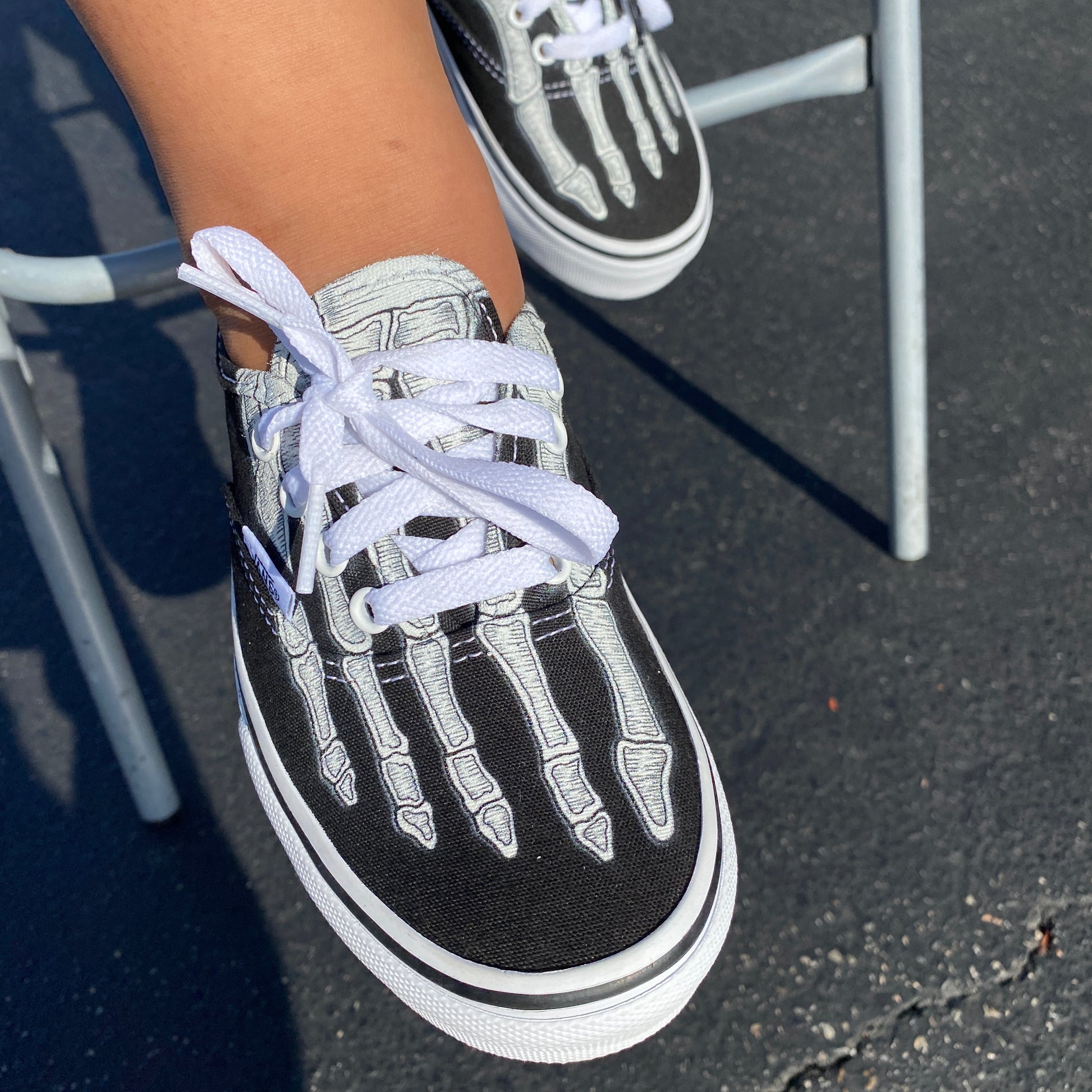 Skeleton Boney Feet Custom Vans Slip on Shoes 