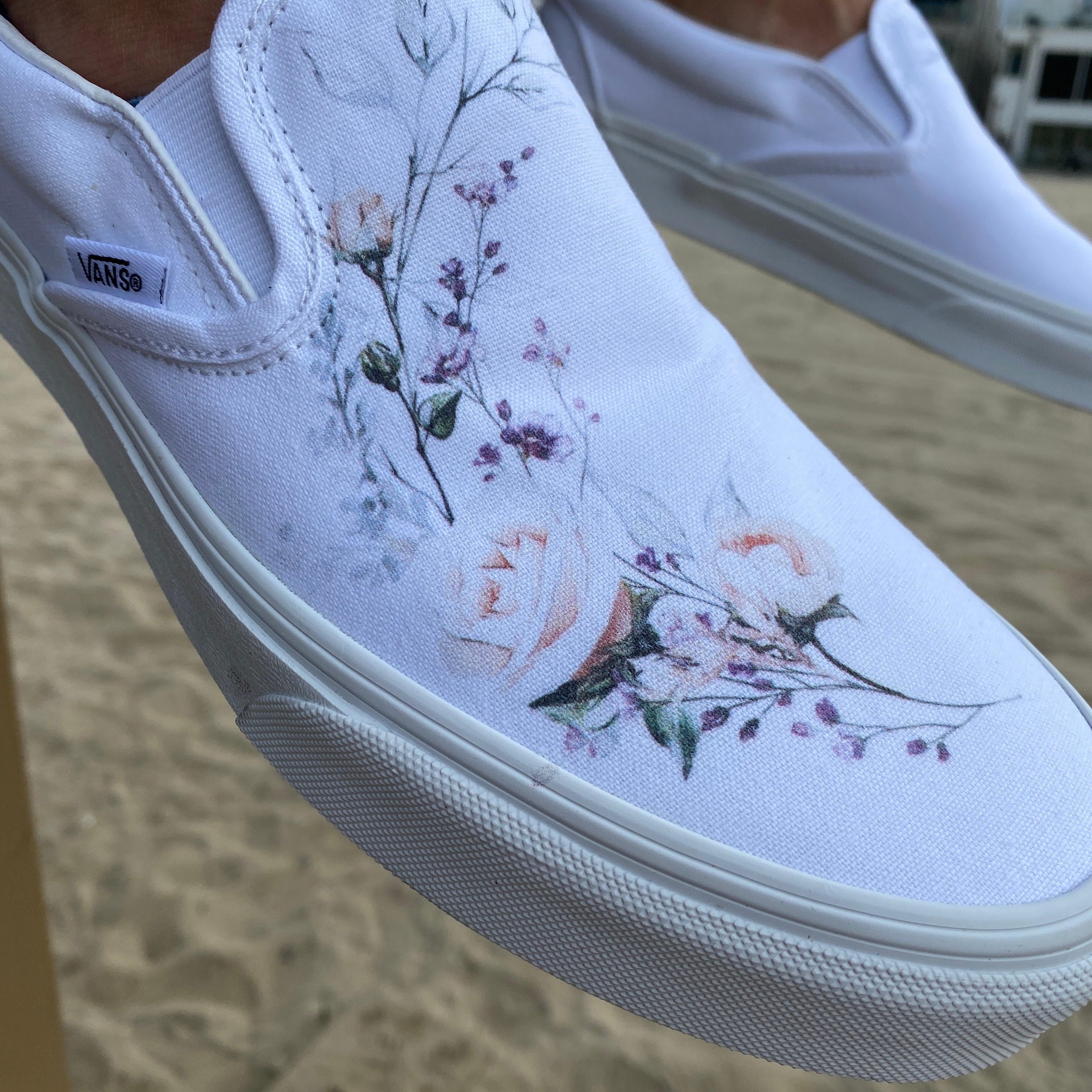 Grey vans cheap with flowers