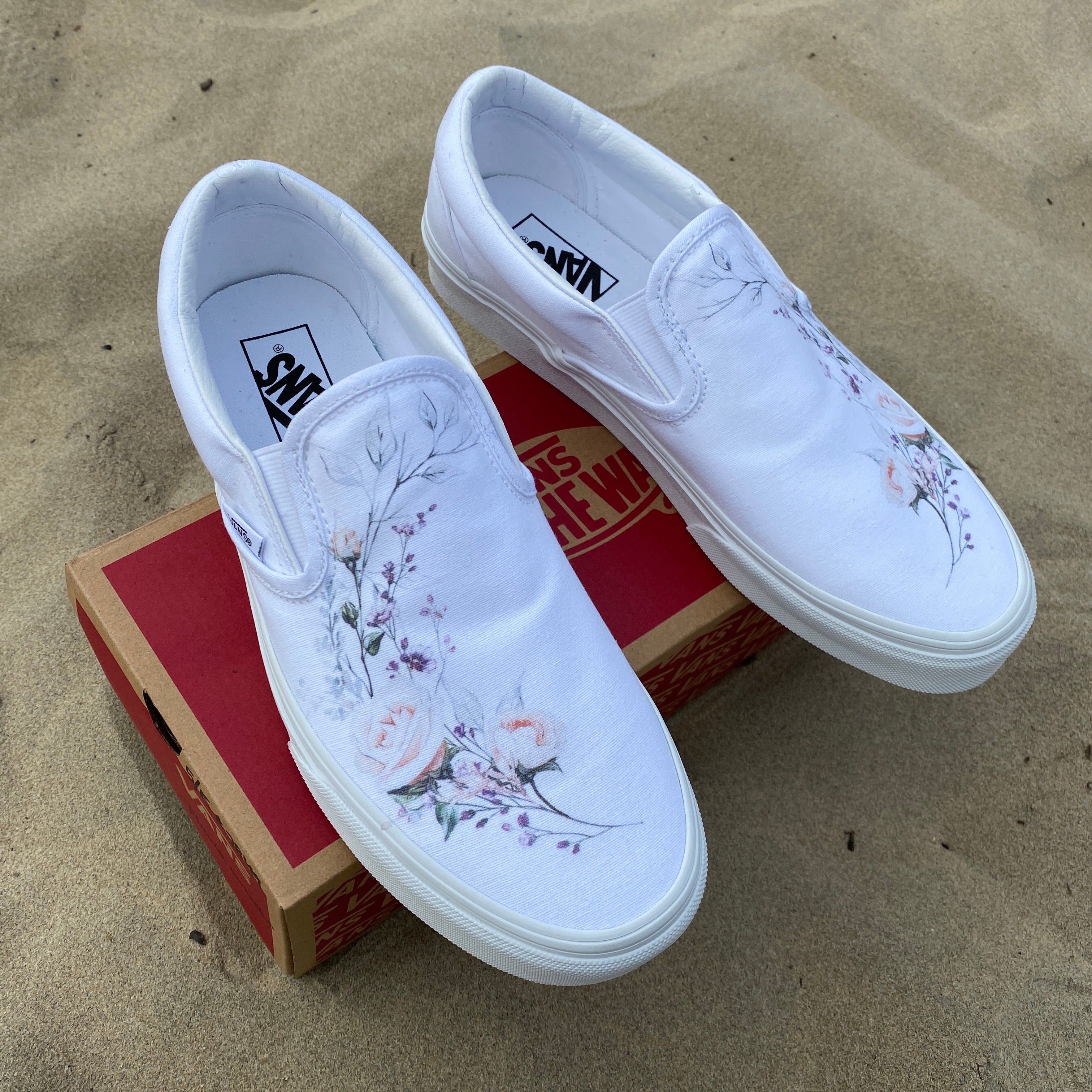 Custom white vans best sale