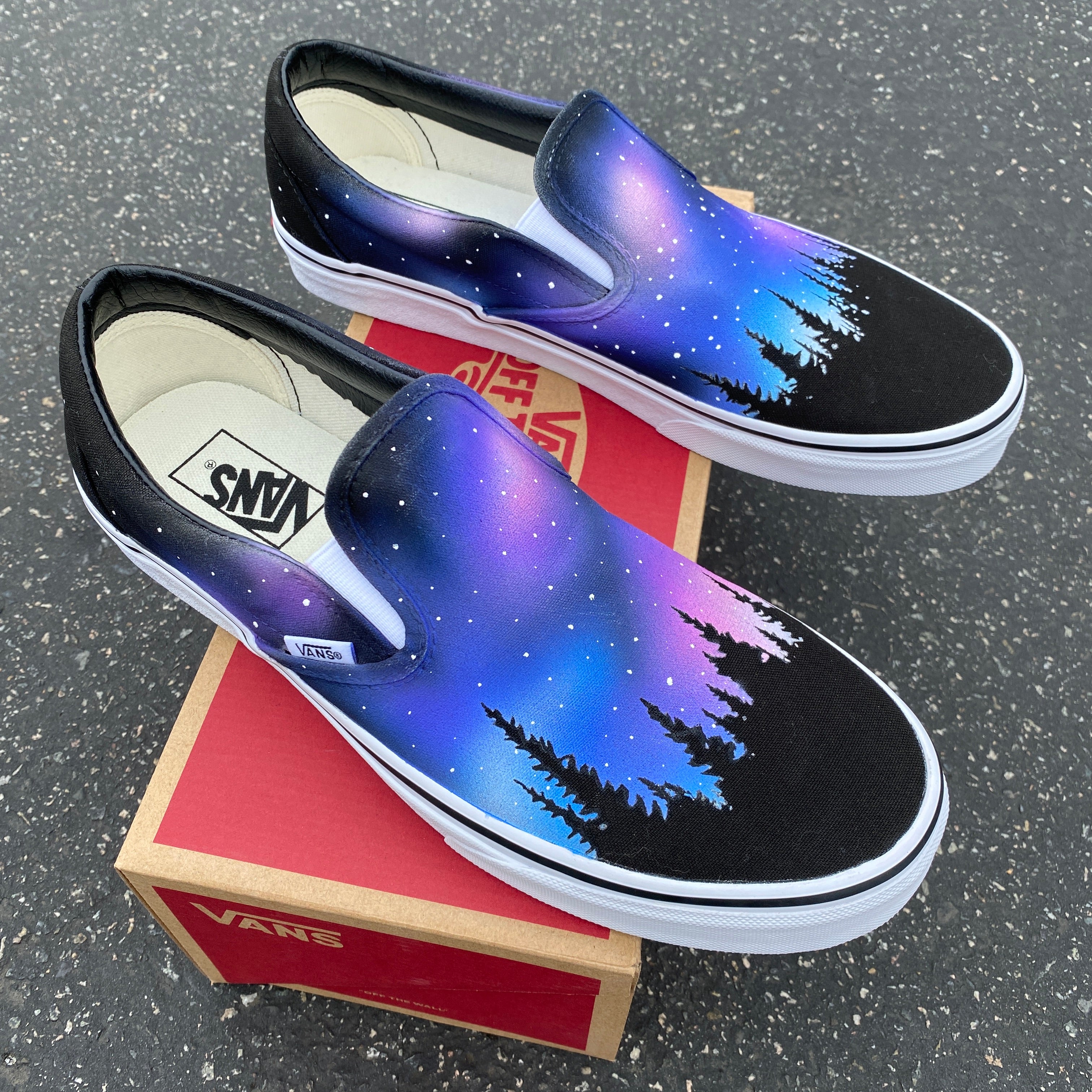 Galaxy Forest Black Slip Ons BlvdCustom