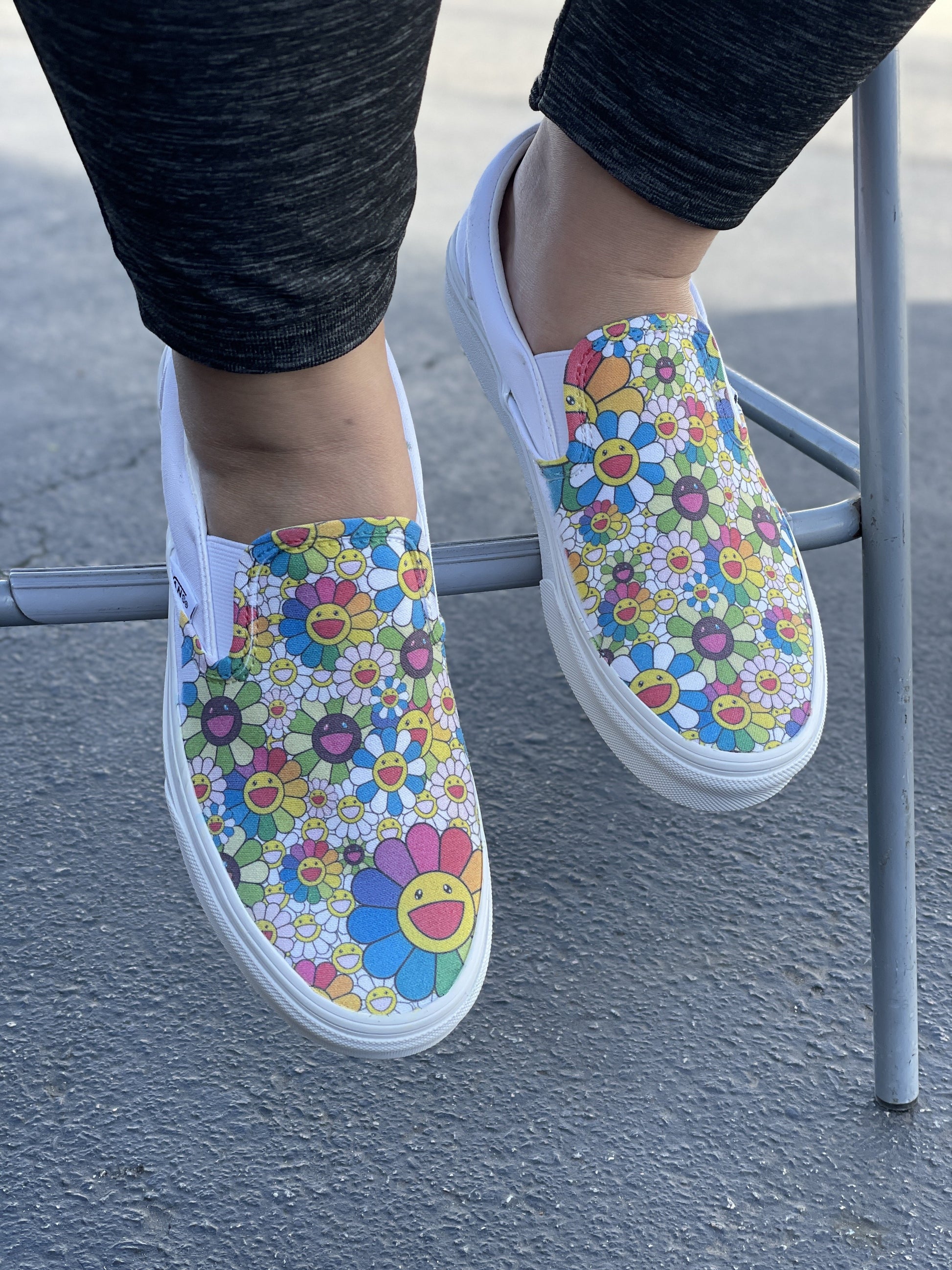 Takashi Murakami Sunflower Watercolor Slip On Shoes For Men And Women