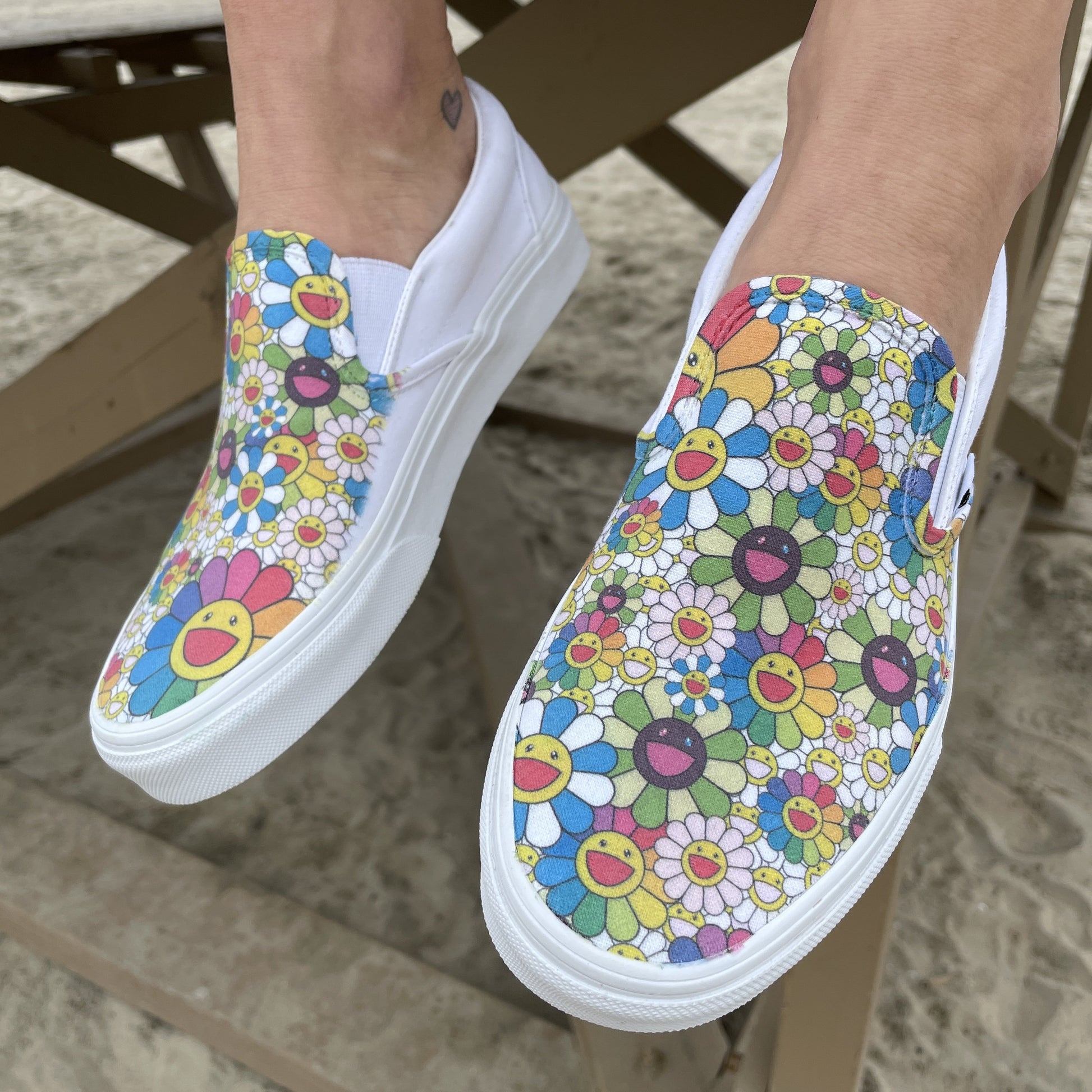 Takashi Murakami Sunflower Slip On Shoes For Men And Women