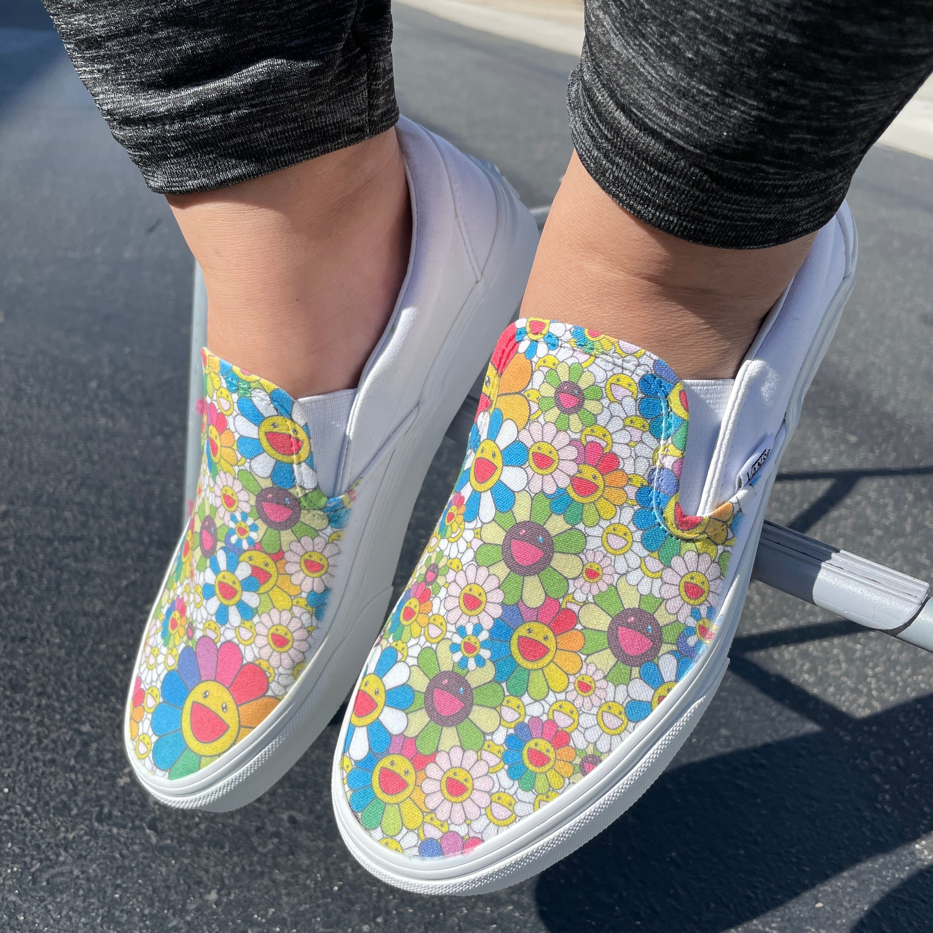 Takashi Murakami Rainbow Flower Sneakers Custom Slip Ons