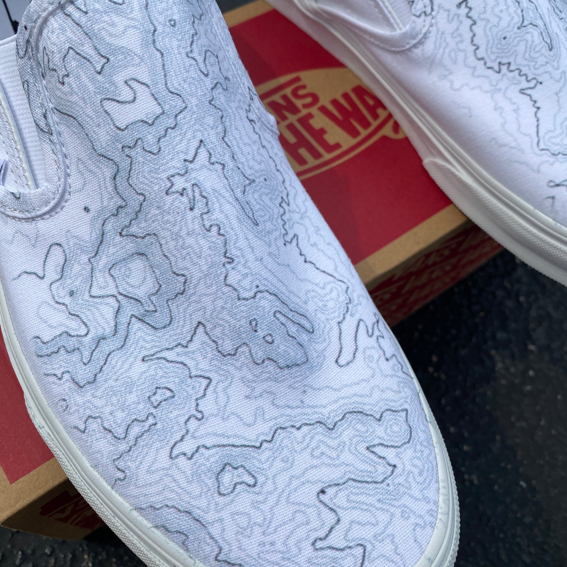 Custom Vans Slip-ons Topographical Map 